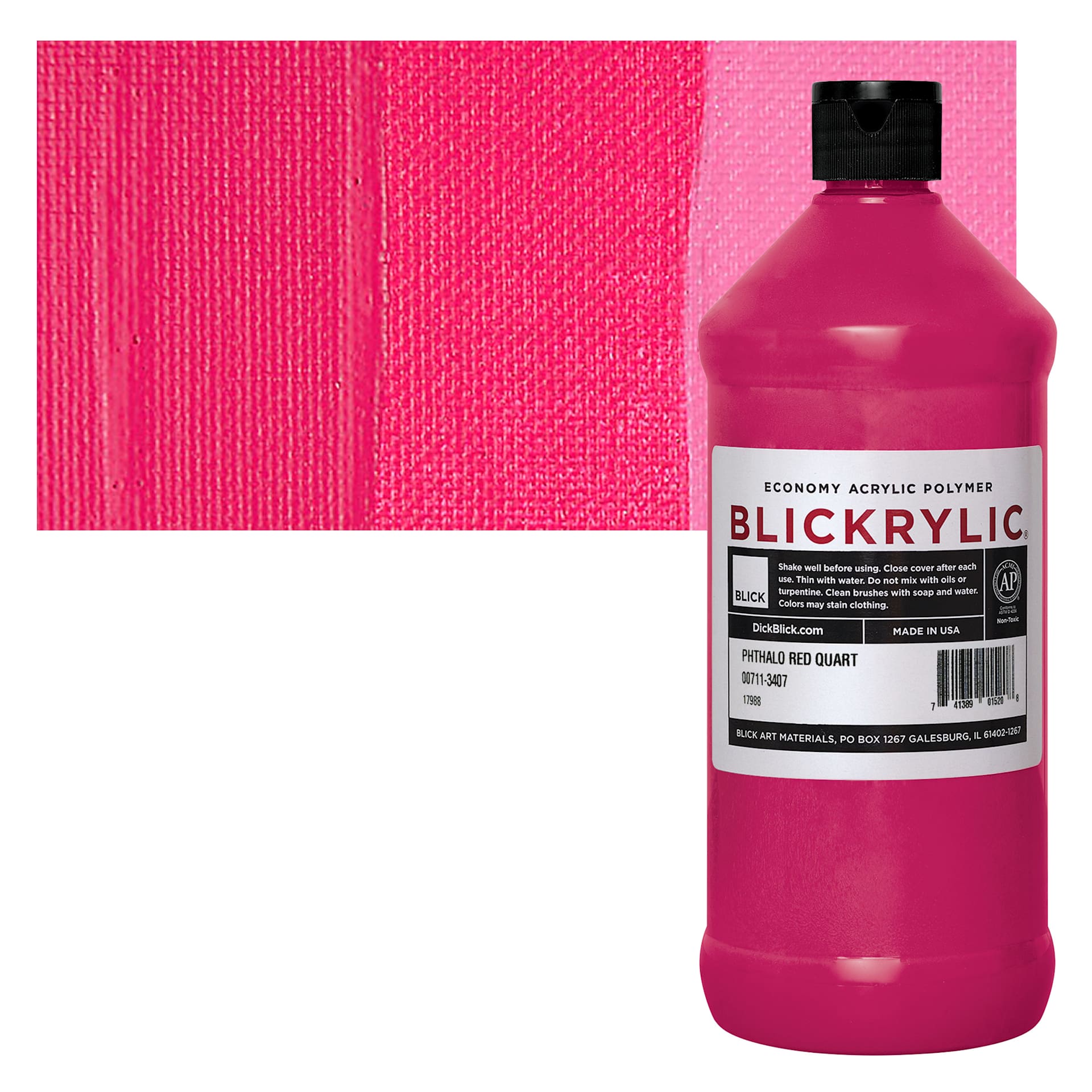 Blickrylic Student Acrylic - Phthalo Red, Quart and swatch