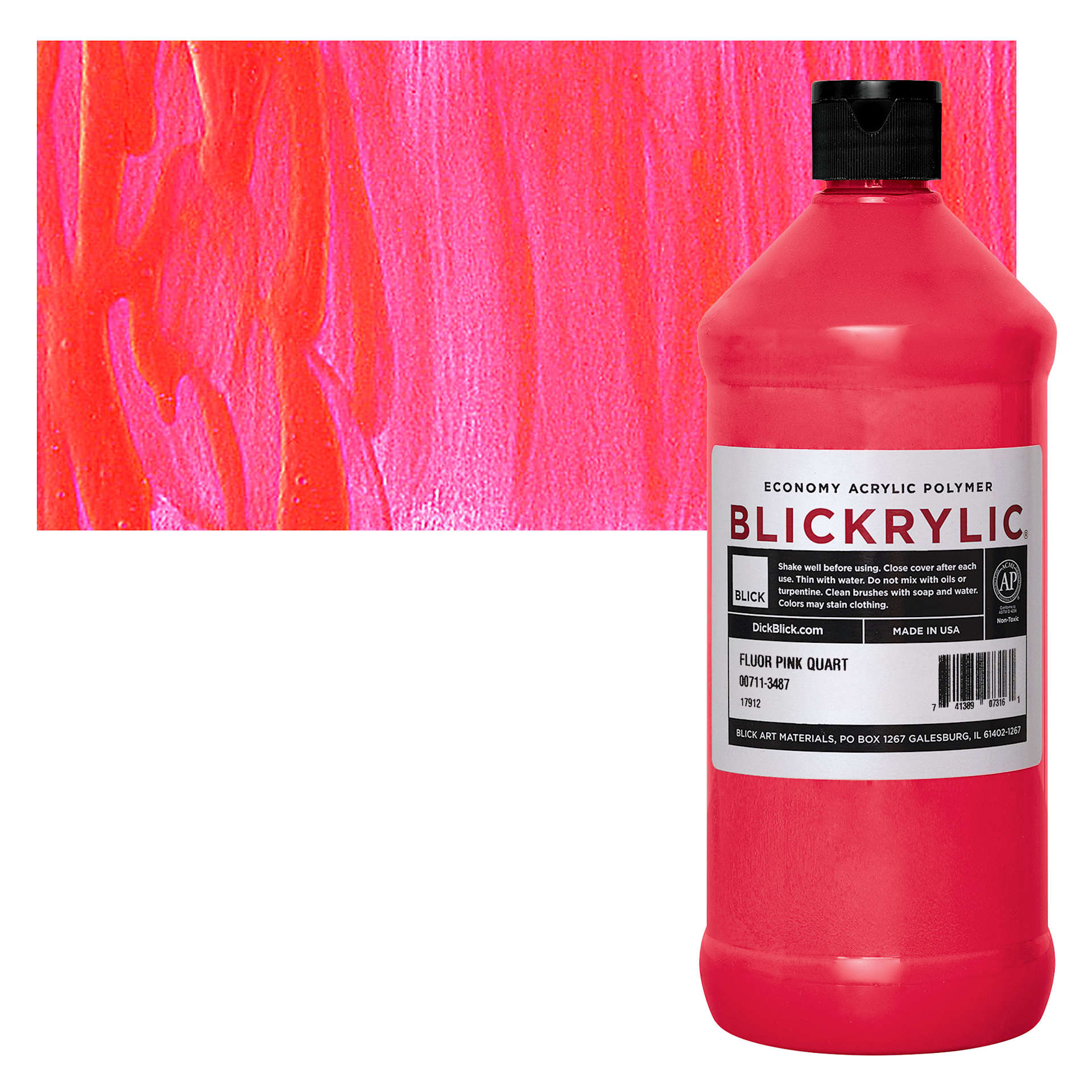 Blickrylic Student Acrylic - Fluorescent Pink, Quart and swatch