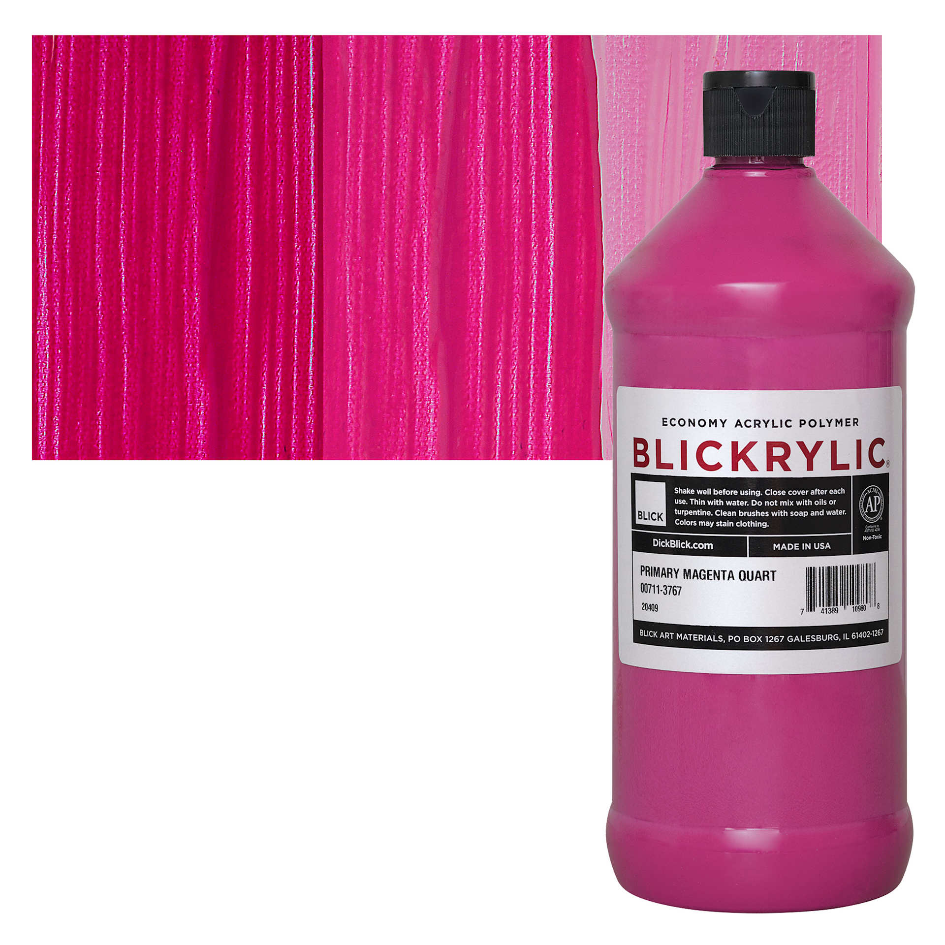 Blickrylic Student Acrylic - Primary Magenta, Quart and swatch