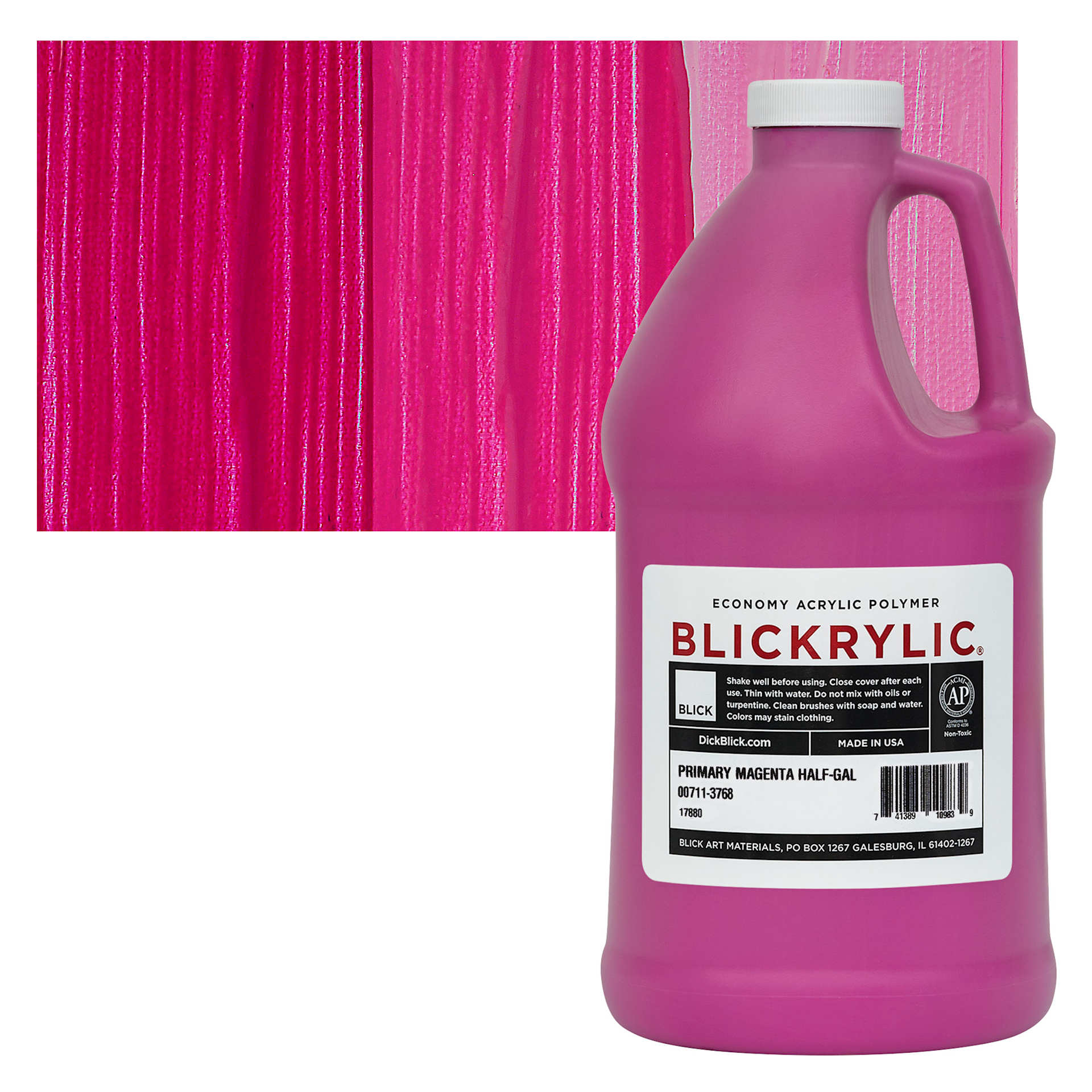 Blickrylic Student Acrylic - Primary Magenta, Half Gallon and swatch