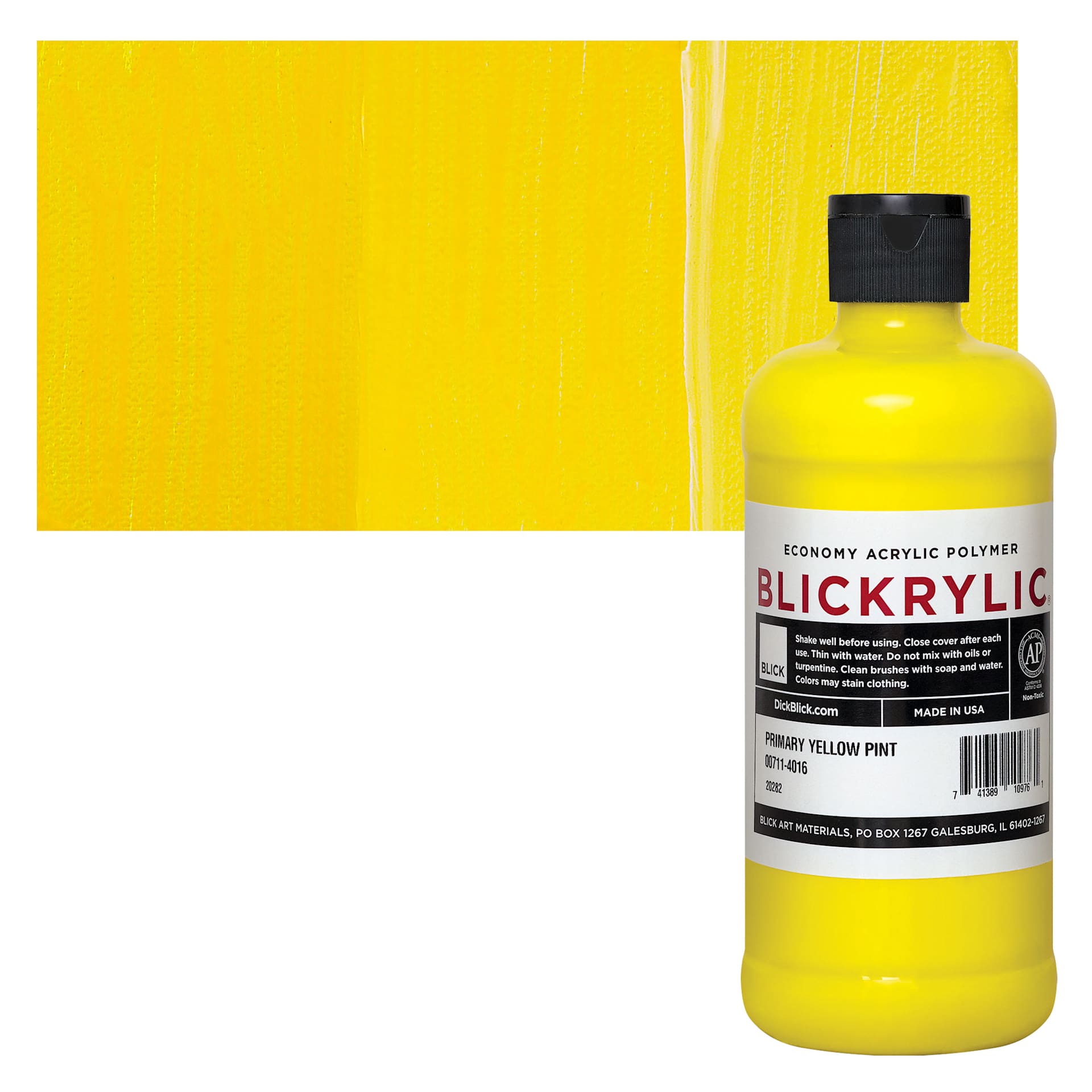 Blickrylic Student Acrylic - Primary Yellow, Pint and swatch
