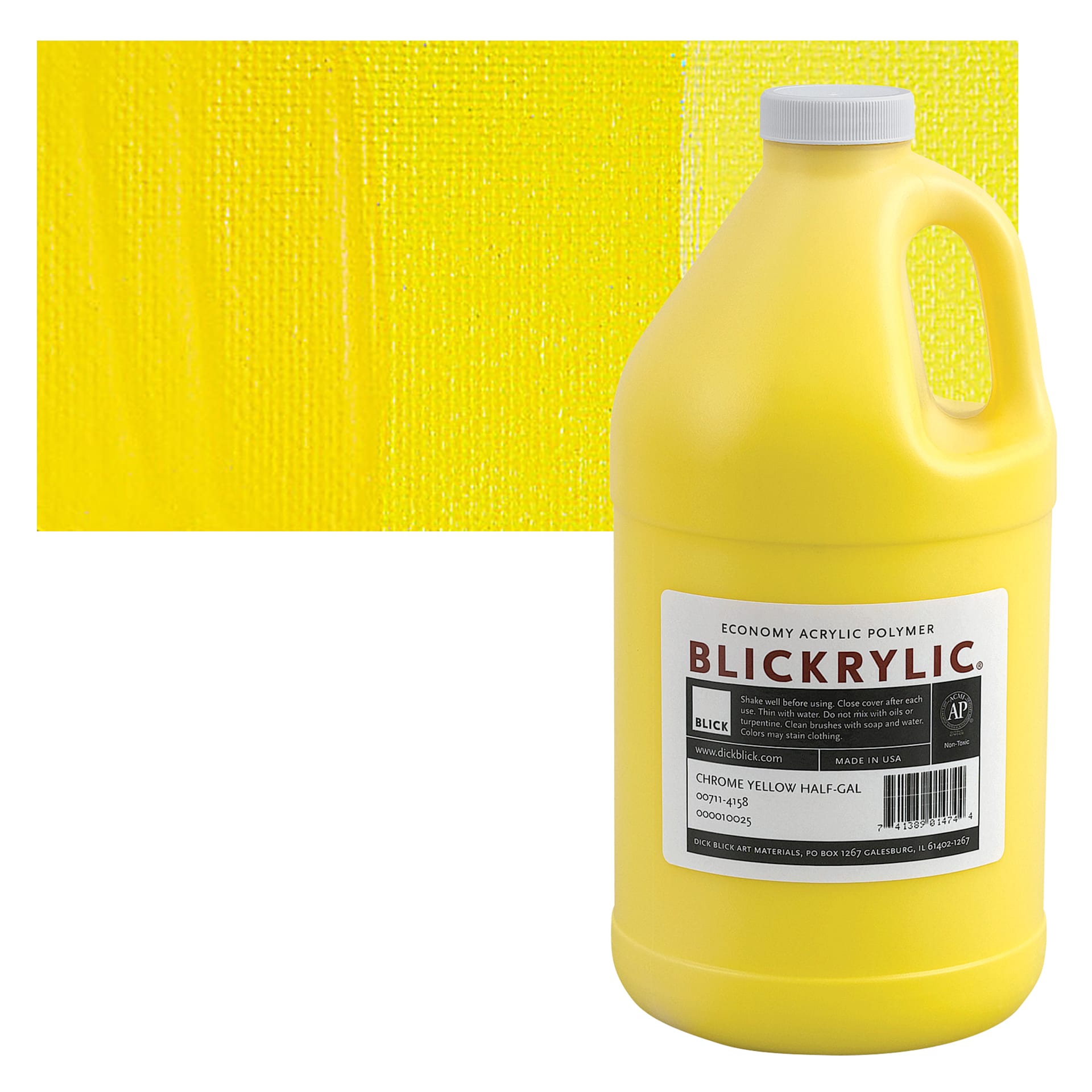 Blickrylic Student Acrylic - Chrome Yellow, Half Gallon and swatch