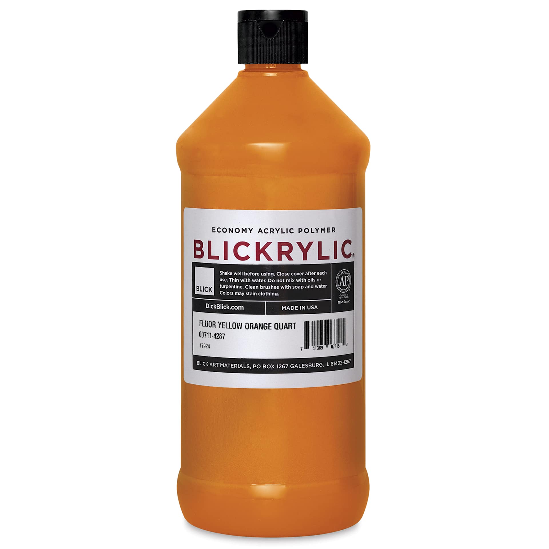Blickrylic Student Acrylics - Fluorescent Yellow Orange, Quart
