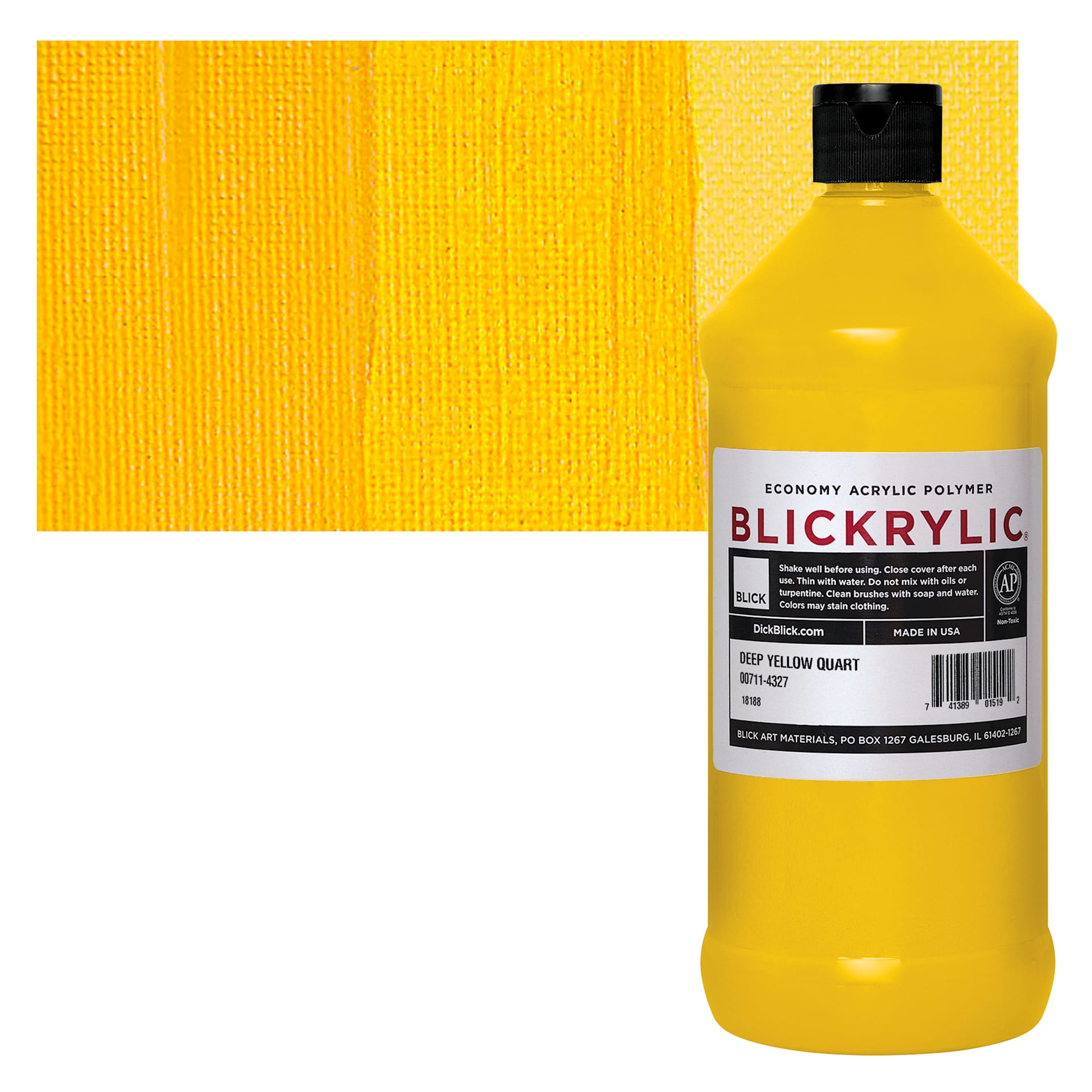 Blickrylic Student Acrylic - Deep Yellow, Quart and swatch