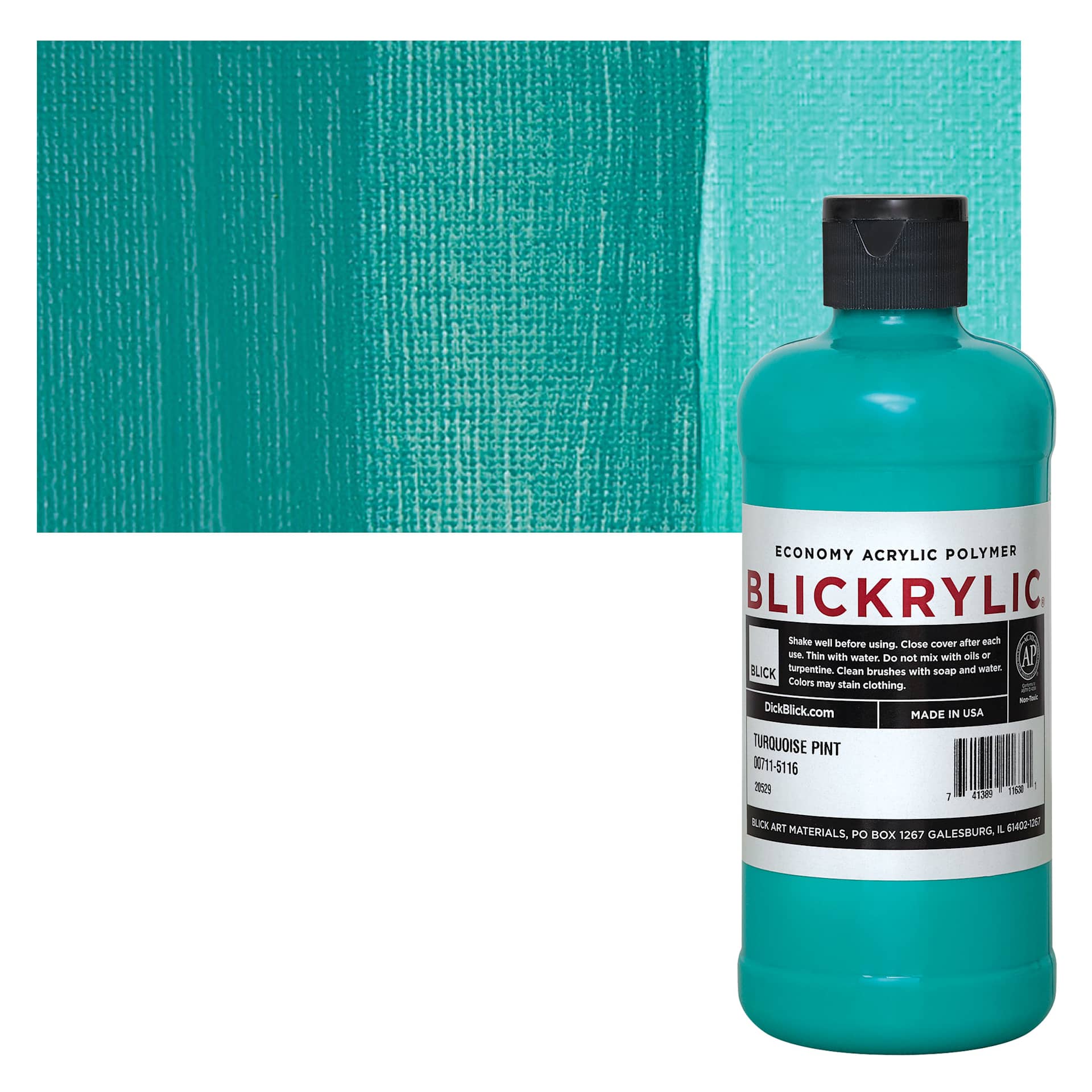 Blickrylic Student Acrylic - Turquoise, Pint and swatch