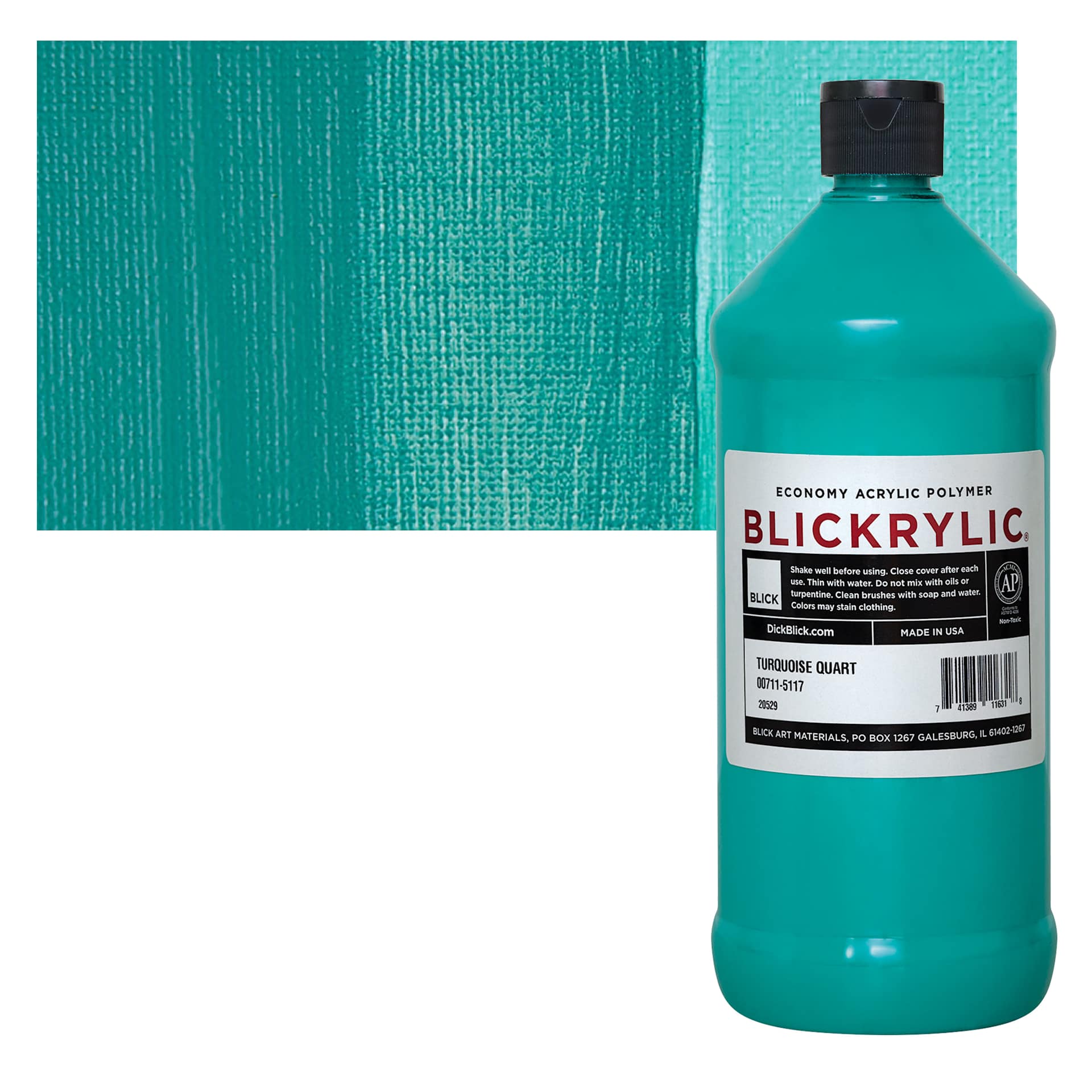 Blickrylic Student Acrylic - Turquoise, Quart and swatch