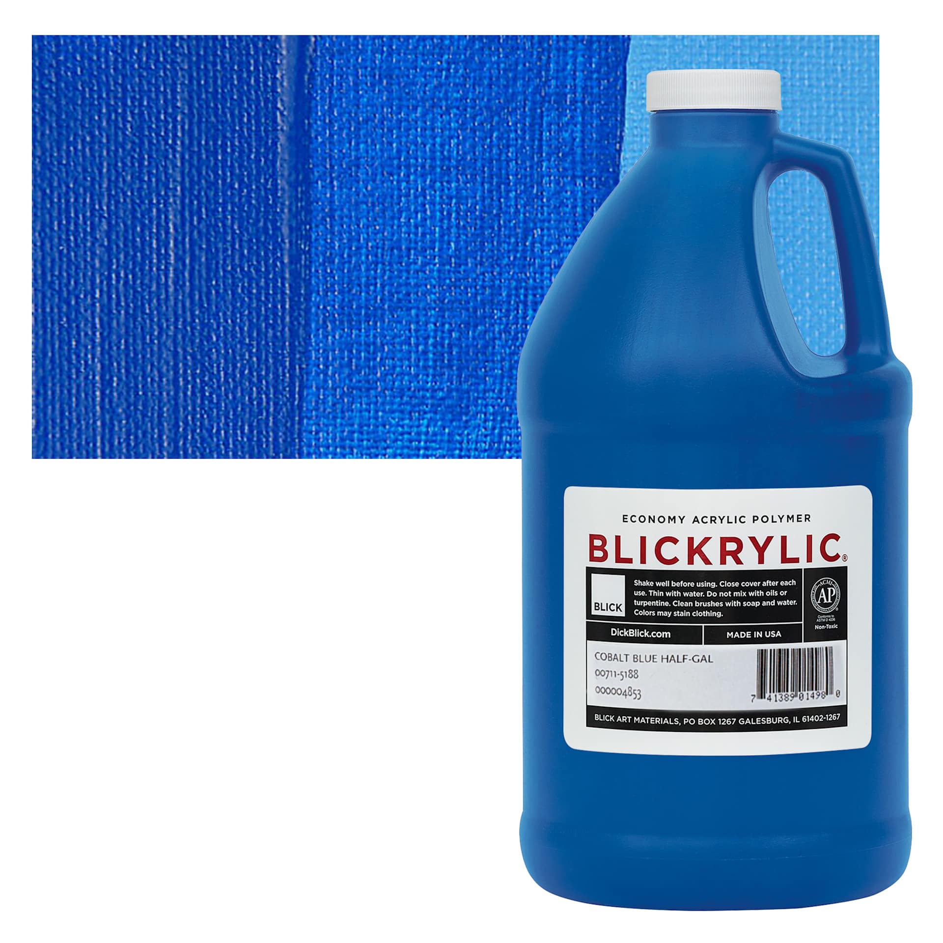 Blickrylic Student Acrylic - Cobalt Blue, Half Gallon and swatch