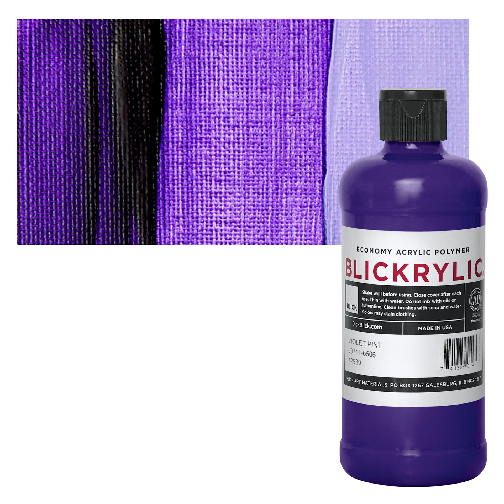 Blickrylic Student Acrylic - Violet, Pint and swatch