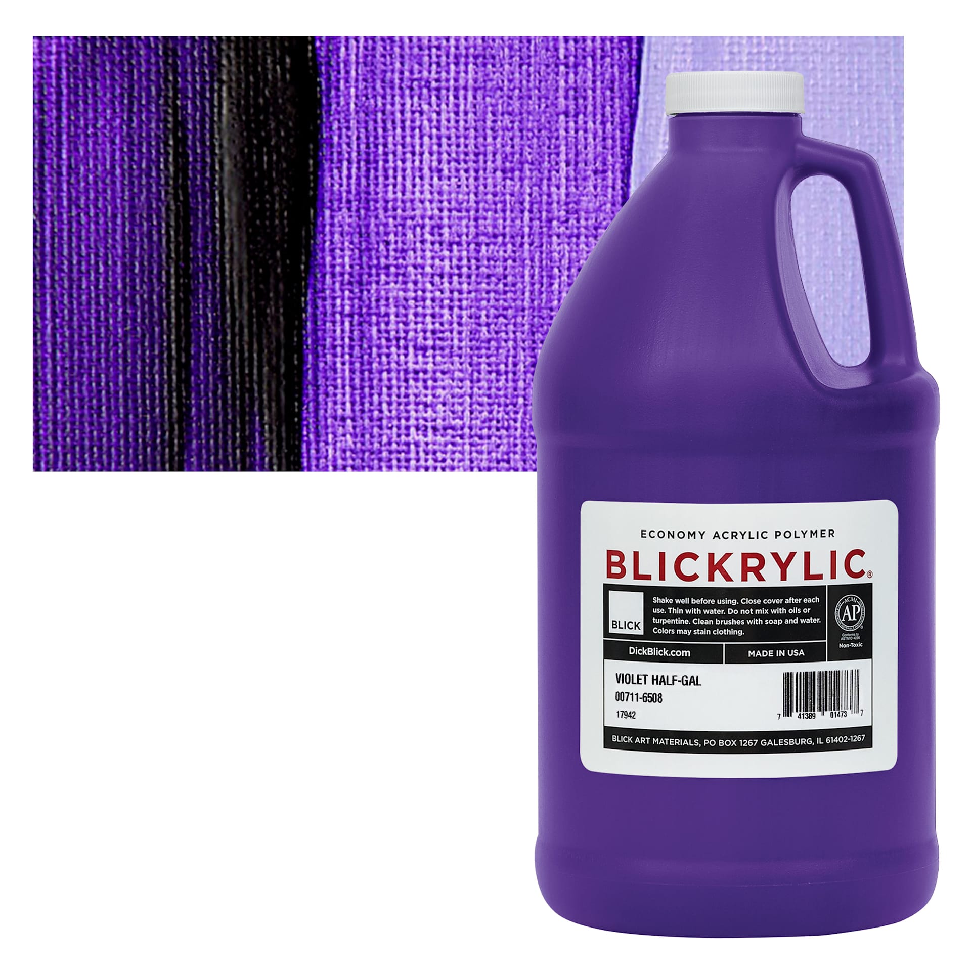 Blickrylic Student Acrylic - Violet, Half Gallon and swatch