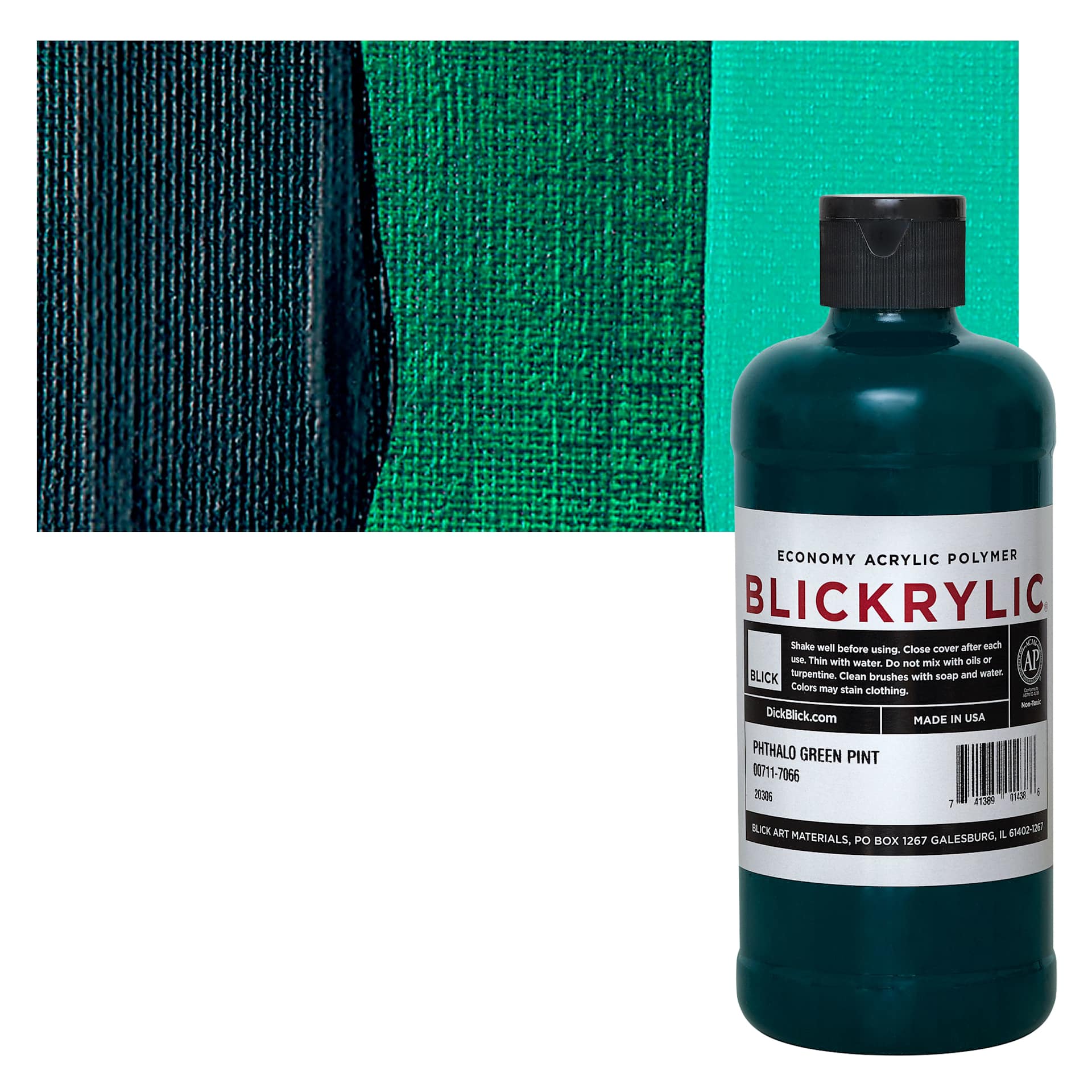 Blickrylic Student Acrylic - Phthalo Green, Pint and swatch