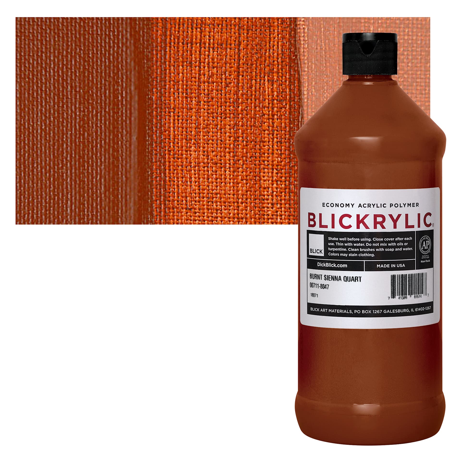 Blickrylic Student Acrylic - Burnt Sienna, Quart and swatch