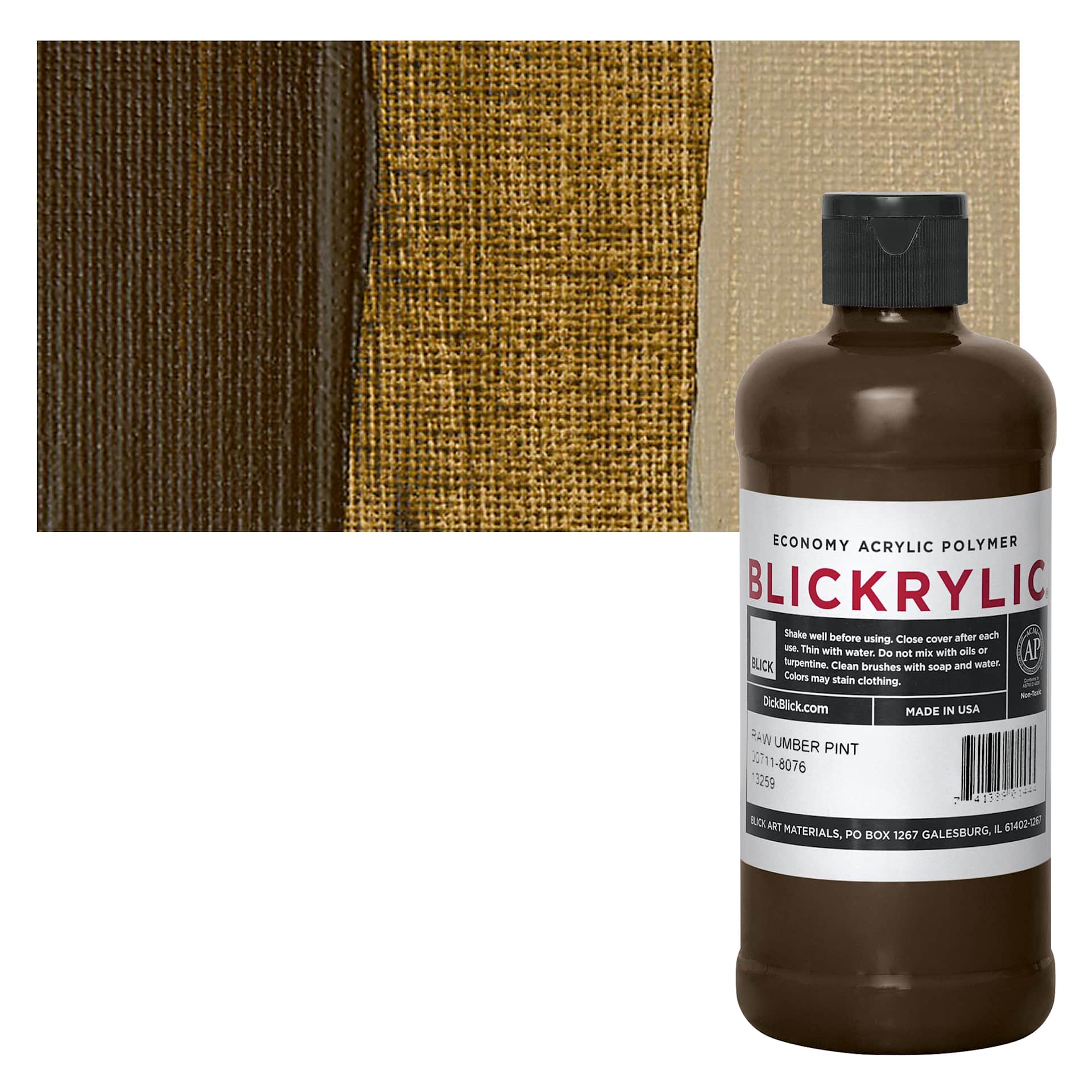 Blickrylic Student Acrylic - Raw Umber, Pint and swatch