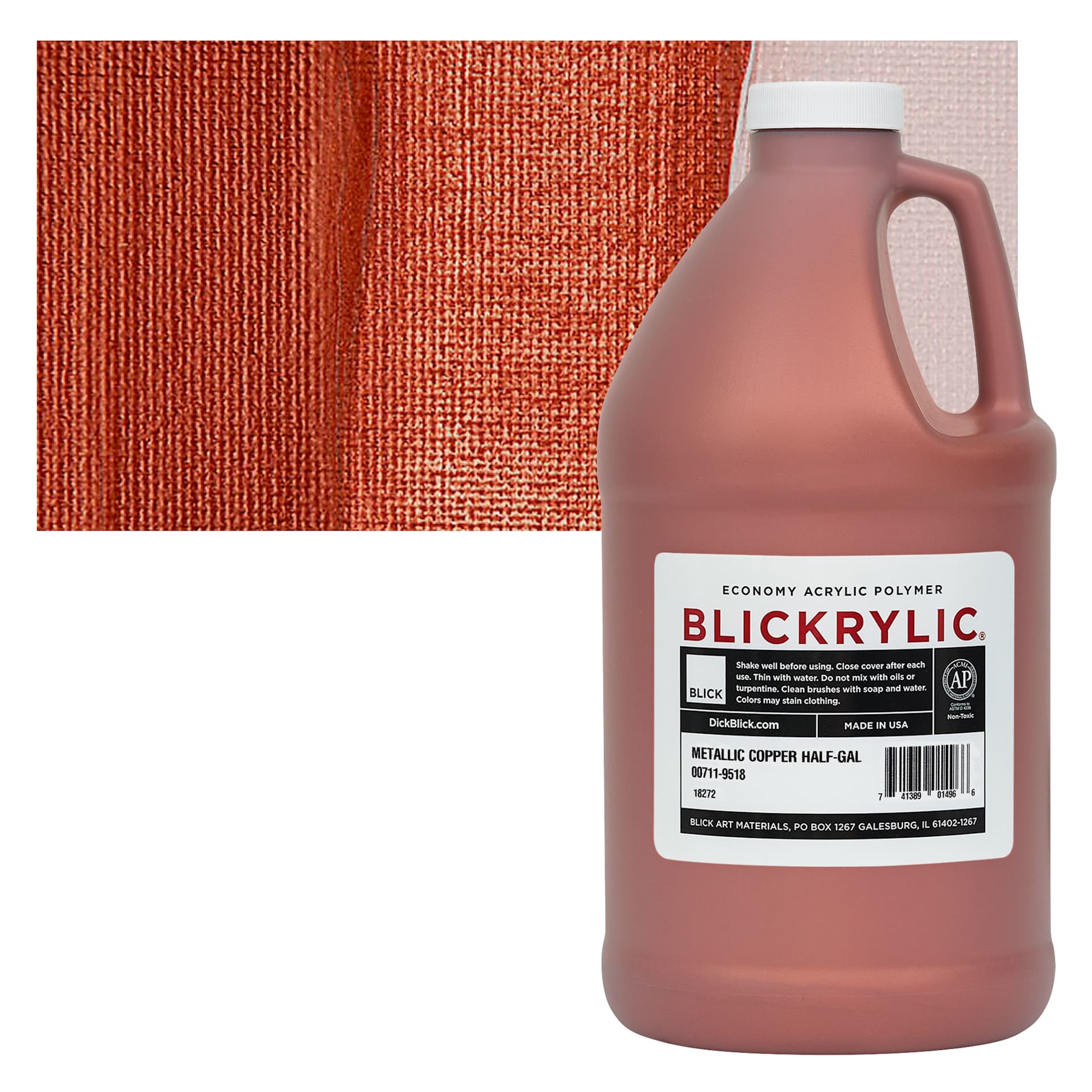 Blickrylic Student Acrylic - Metallic Copper, Half Gallon and swatch