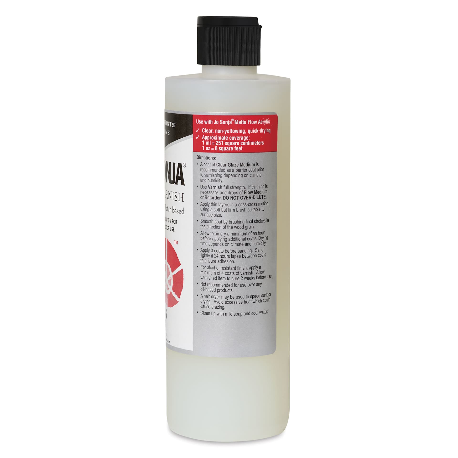 Jo Sonja's Polyurethane Varnish - Satin, 16 oz bottle - side