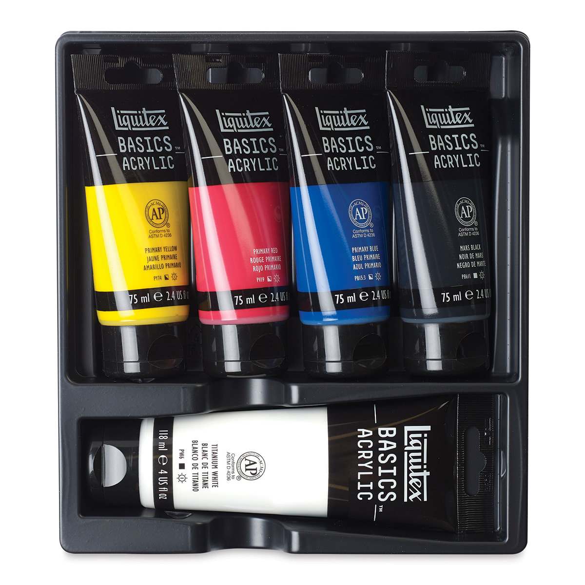 Liquitex Basics - Primary Set of 5 (Tubes in tray)