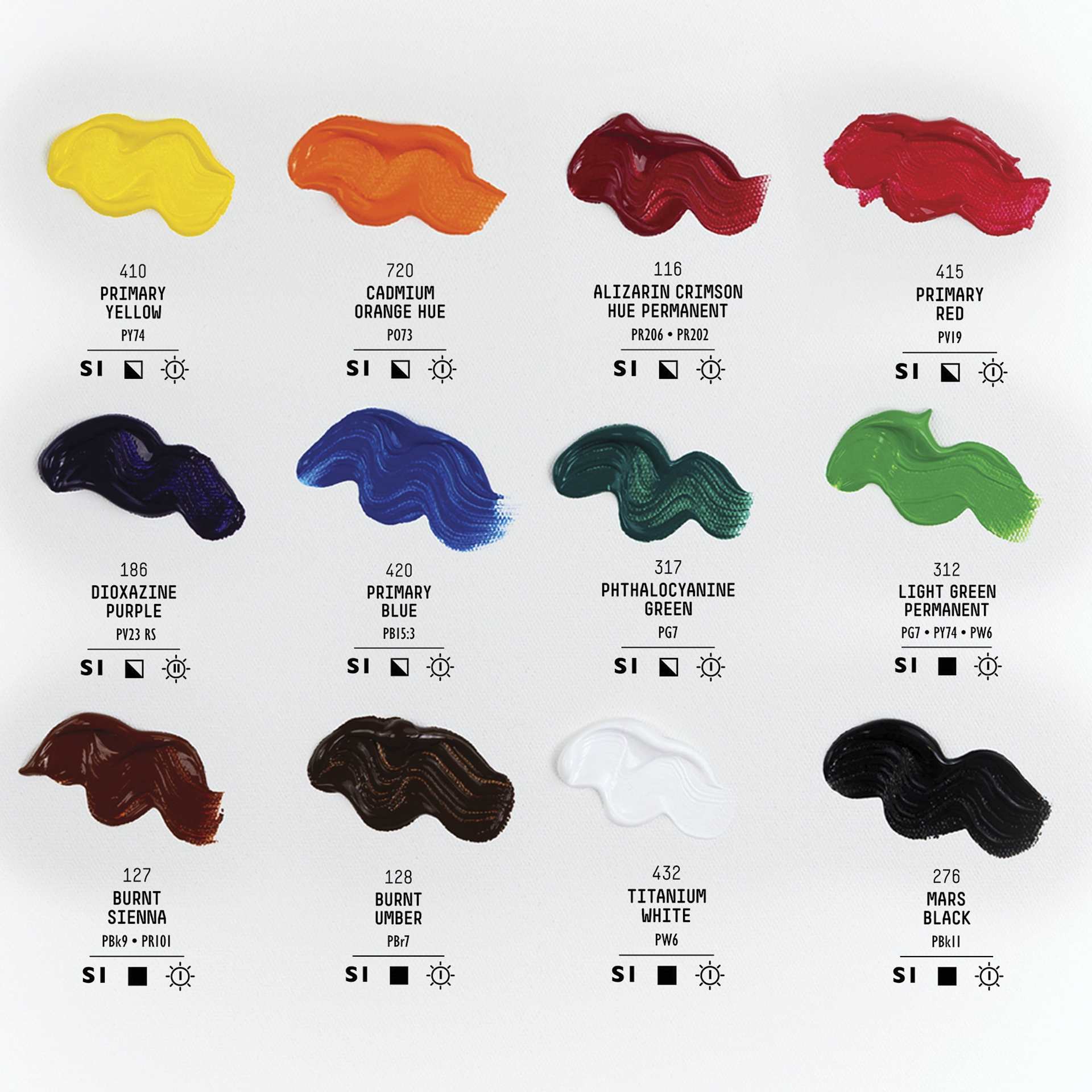 Liquitex Basics Acrylic Paints - Set of 12, Assorted Colors, 118 ml, swatches