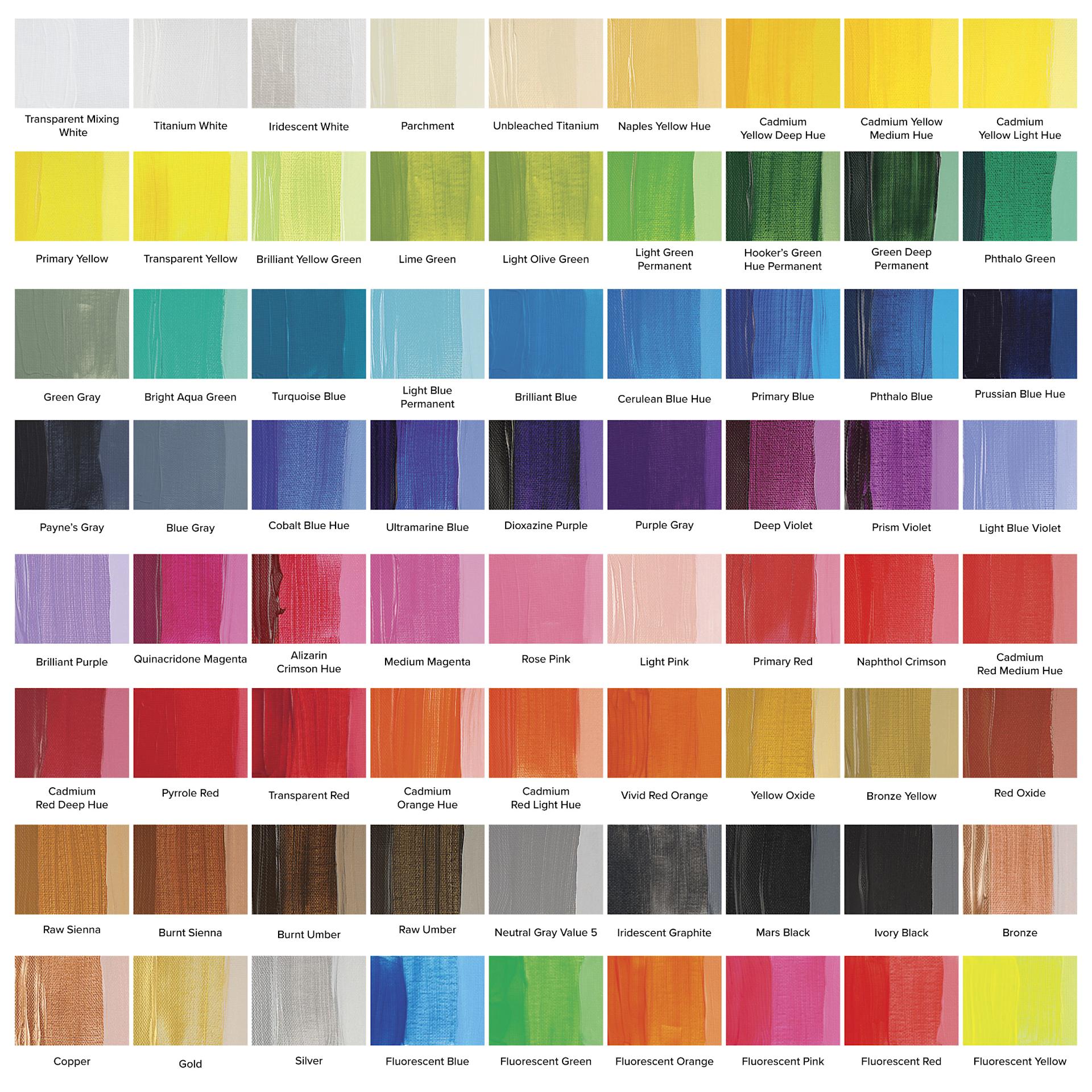 Liquitex Basics Acrylic Paints - Set of 72, Assorted Colors, 22 ml, swatches