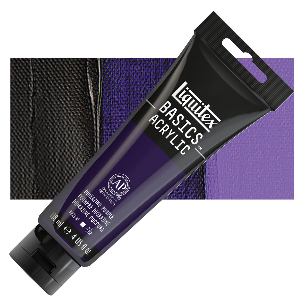 Liquitex Basics Acrylic Paint - Dioxazine Purple, 4 oz tube and swatch