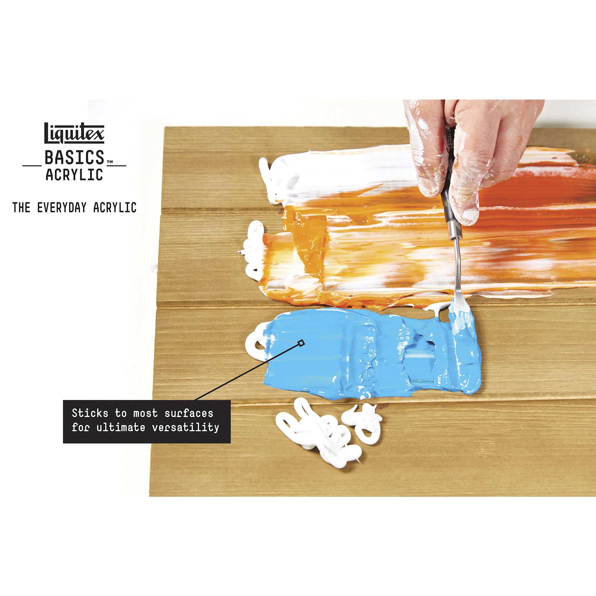 Liquitex Basics Acrylic Paints will adhere to most surfaces. Liquitex Basics Acrylic Paints will adhere to most surfaces.