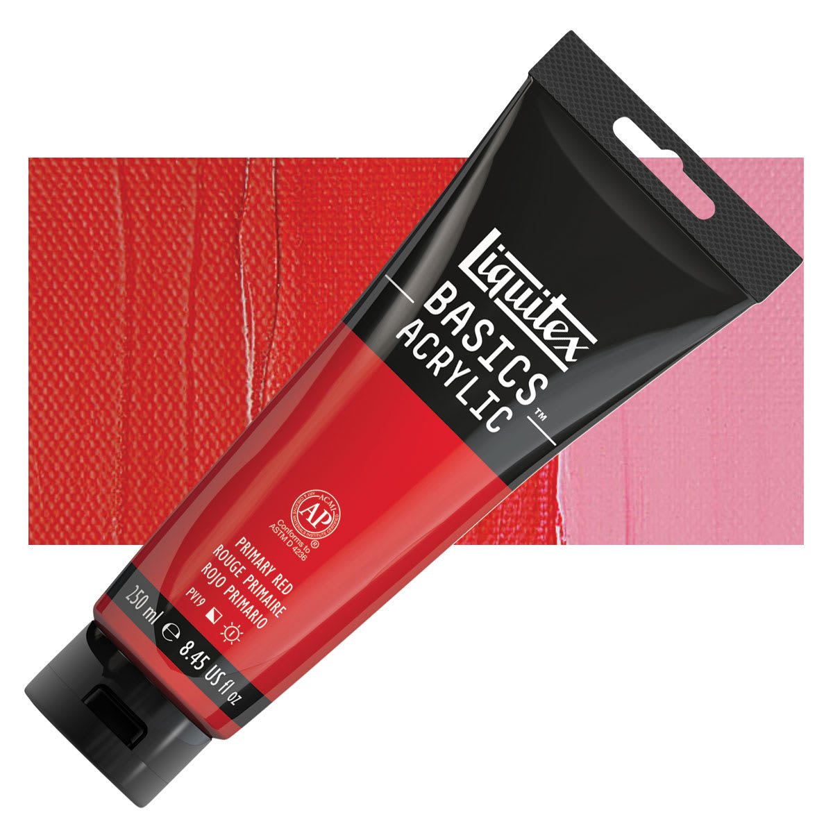 Liquitex Basics Acrylic Paint - Primary Red, 8.5 oz tube and swatch