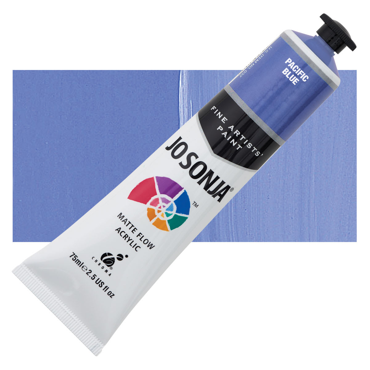 Jo Sonja's Artist Acrylic - Pacific Blue, 2.5 oz tube and swatch