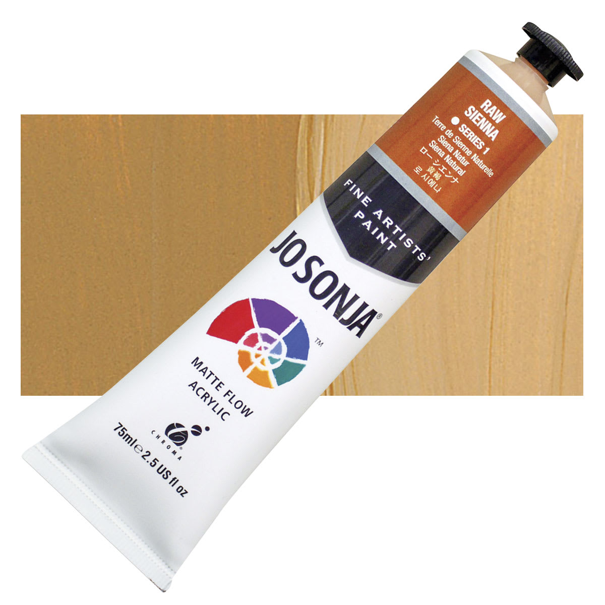 Jo Sonja's Artist Acrylic - Raw Sienna, 2.5 oz tube and swatch