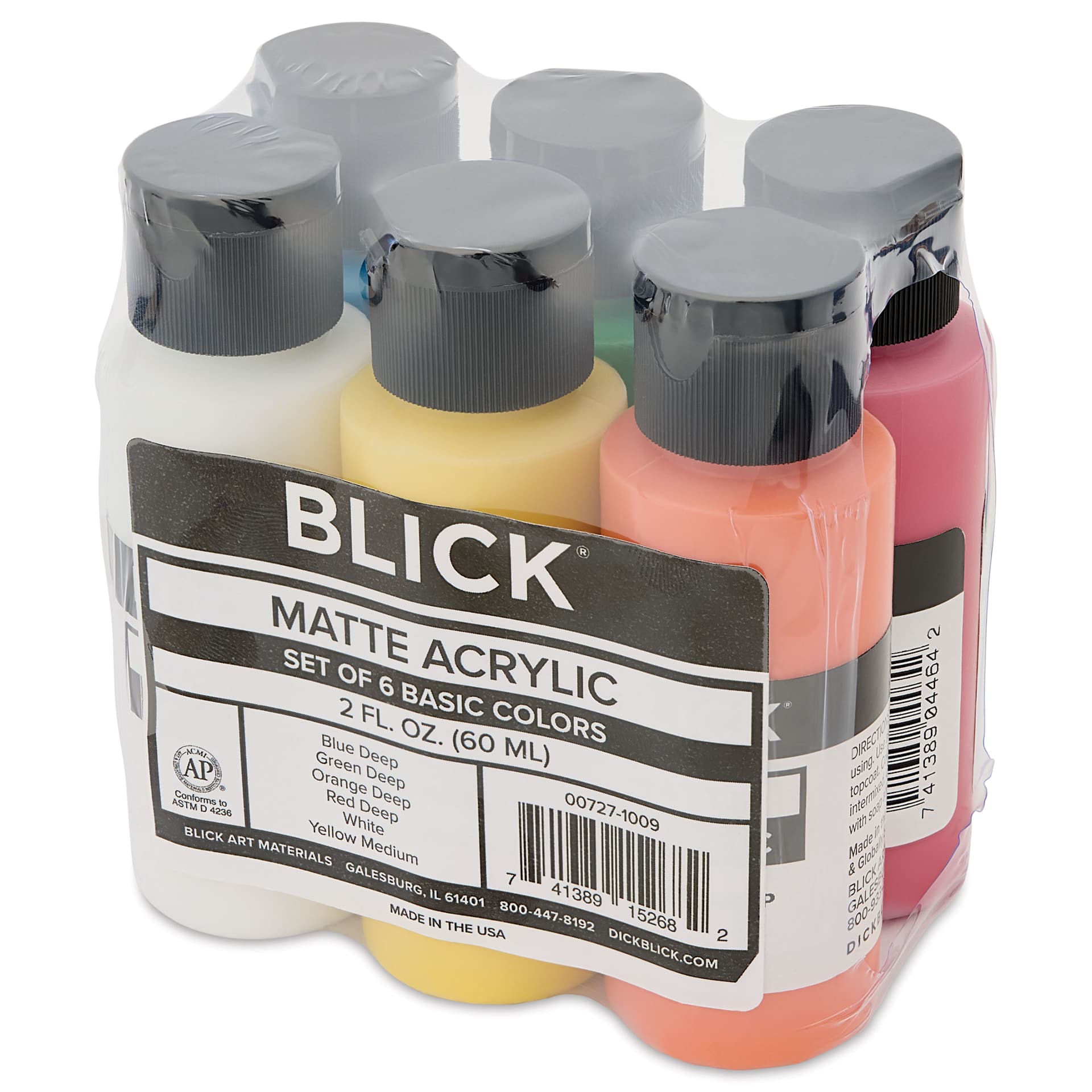 Blick Matte Acrylics - Set of 6, Basic Colors, 2 oz