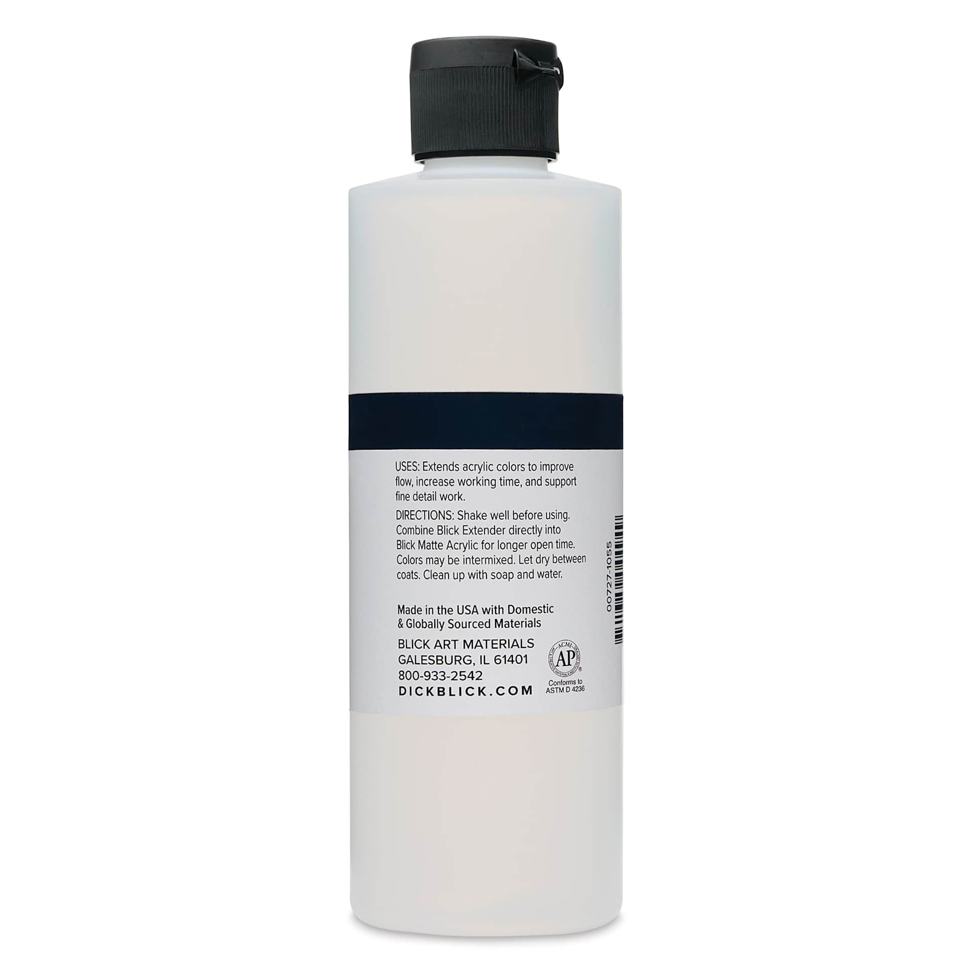 Blick Matte Acrylic - Extender, back of 8 oz bottle Blick Matte Acrylic - Extender, back of 8 oz bottle
