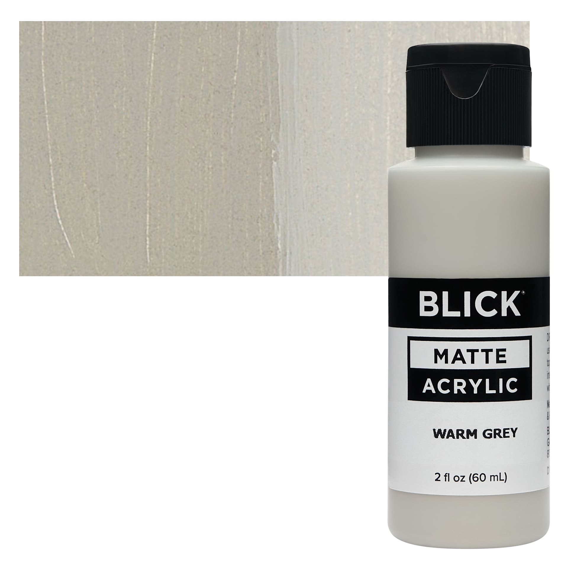 Blick Matte Acrylic - Warm Gray, 2 oz bottle and swatch