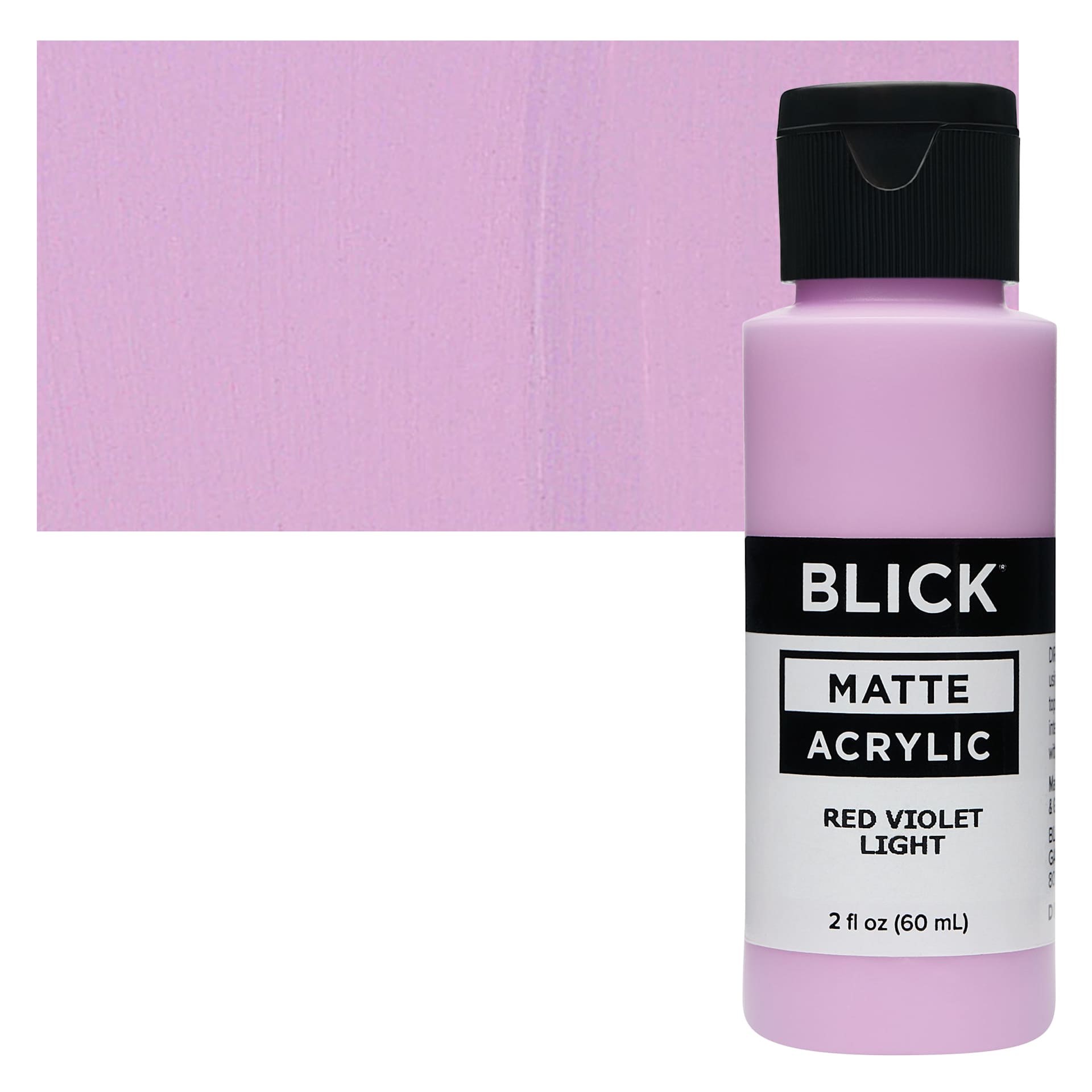 Blick Matte Acrylic - Red Violet Light, 2 oz bottle and swatch Blick Matte Acrylic - Red Violet Light, 2 oz bottle and swatch