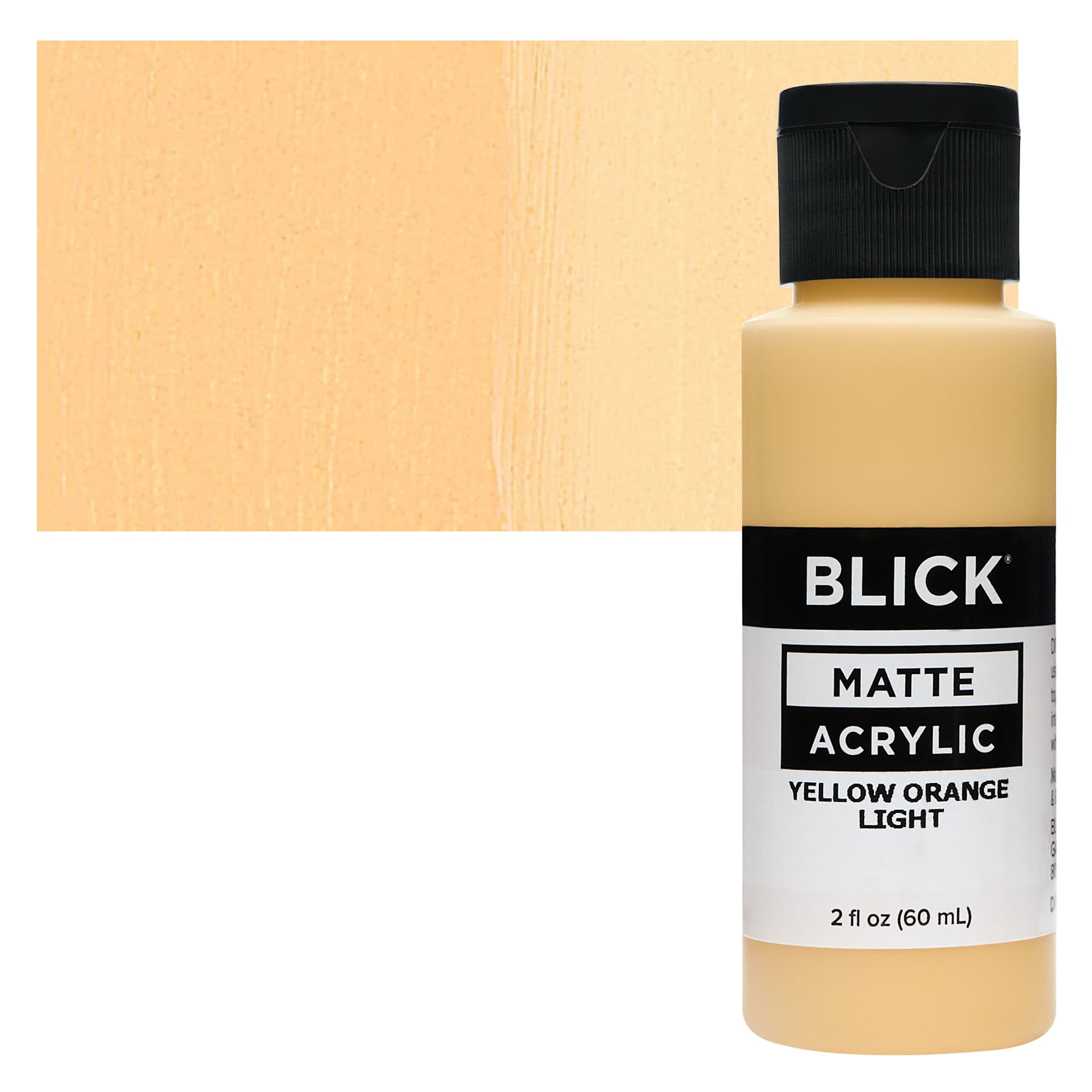 Blick Matte Acrylic - Yellow Orange Light, 2 oz bottle and swatch