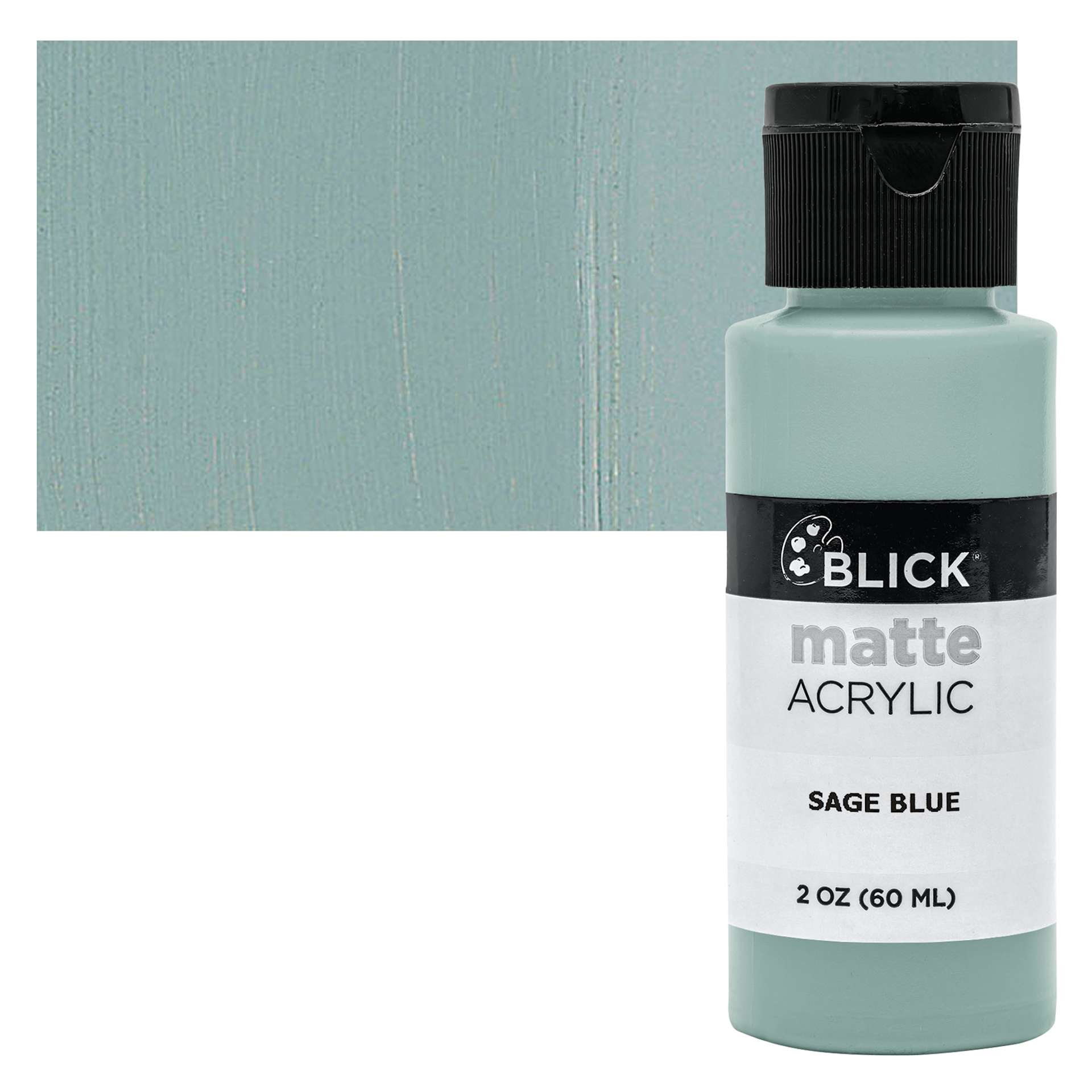 Blick Matte Acrylic - Sage Blue, 2 oz bottle and swatch