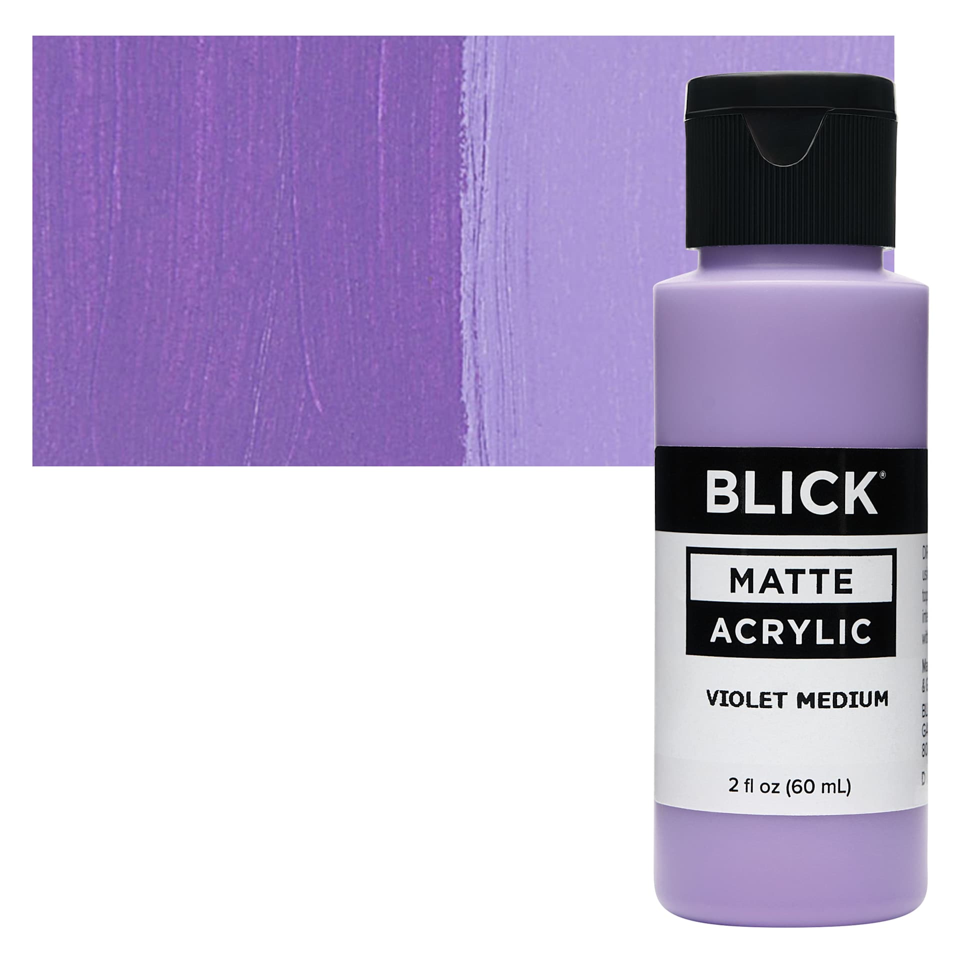 Blick Matte Acrylic - Violet Medium, 2 oz bottle and swatch