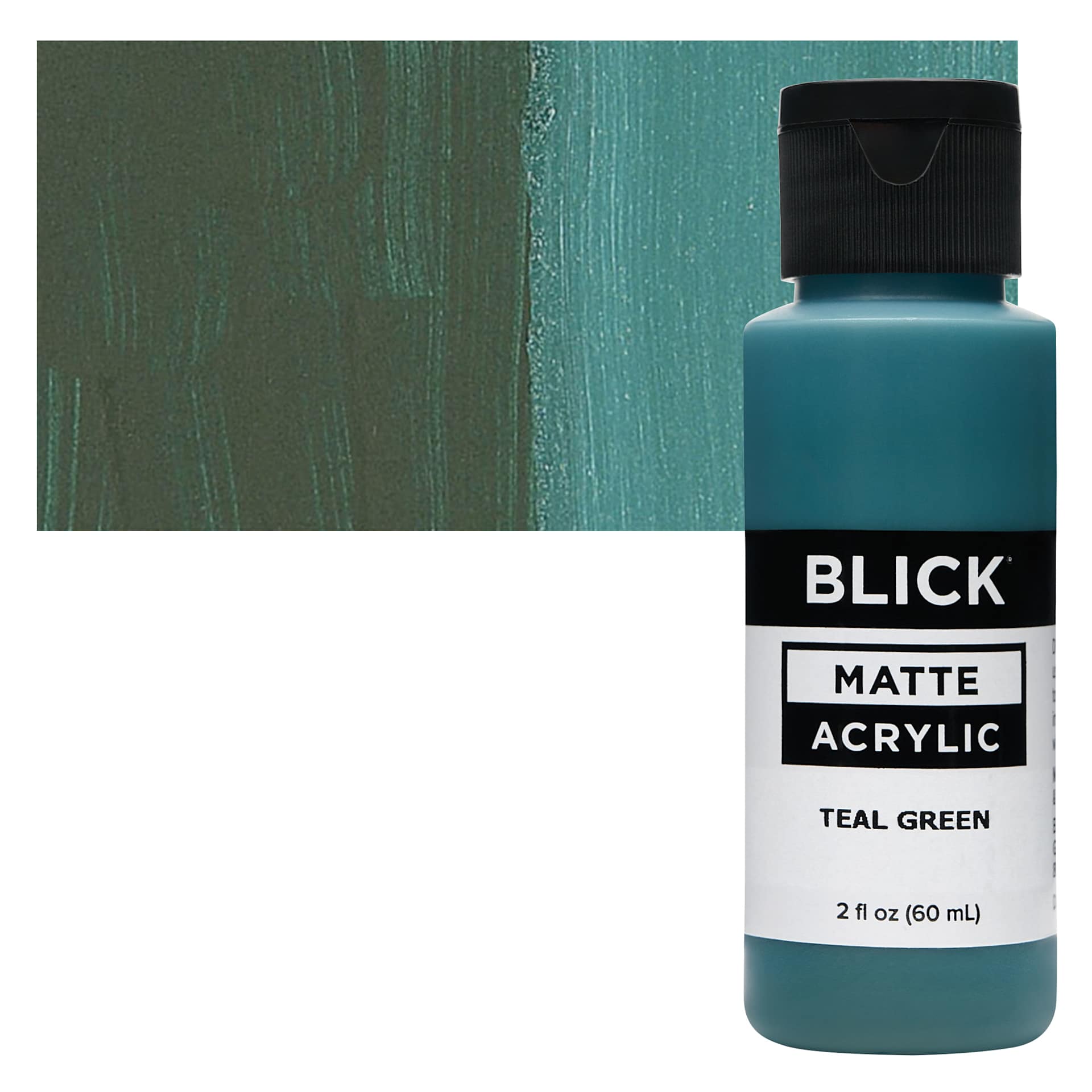 Blick Matte Acrylic - Teal Green, 2 oz bottle and swatch Blick Matte Acrylic - Teal Green, 2 oz bottle and swatch