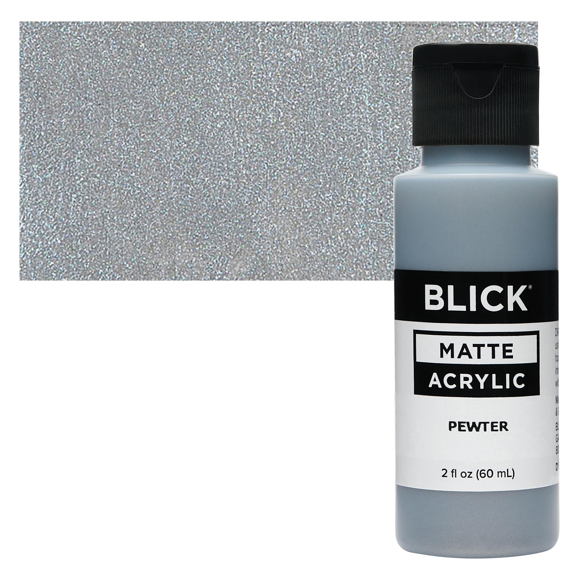 Blick Matte Acrylic - Pewter, 2 oz bottle and swatch Blick Matte Acrylic - Pewter, 2 oz bottle and swatch