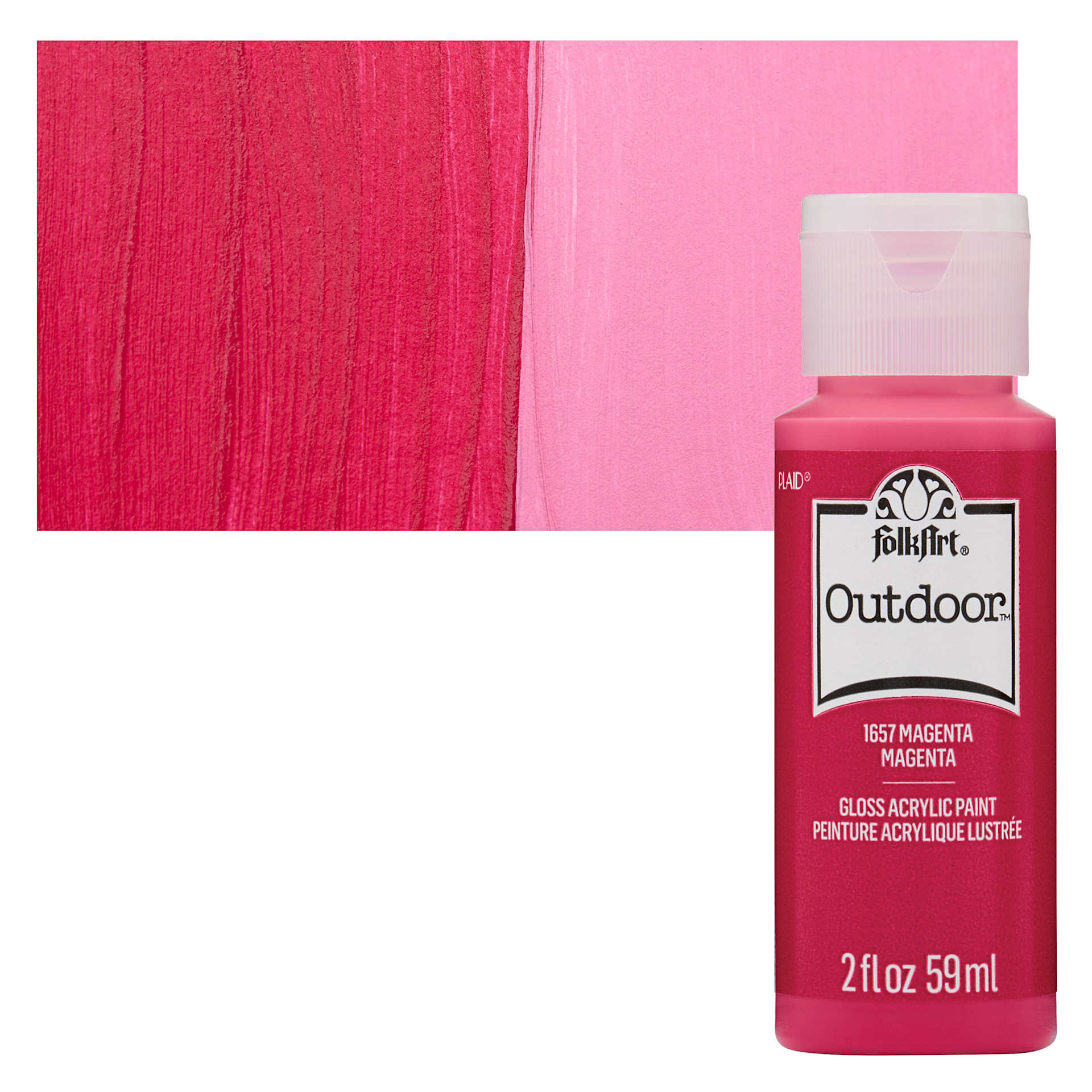 FolkArt Outdoor Acrylic Paint - Magenta, 2 oz, Bottle and Swatch