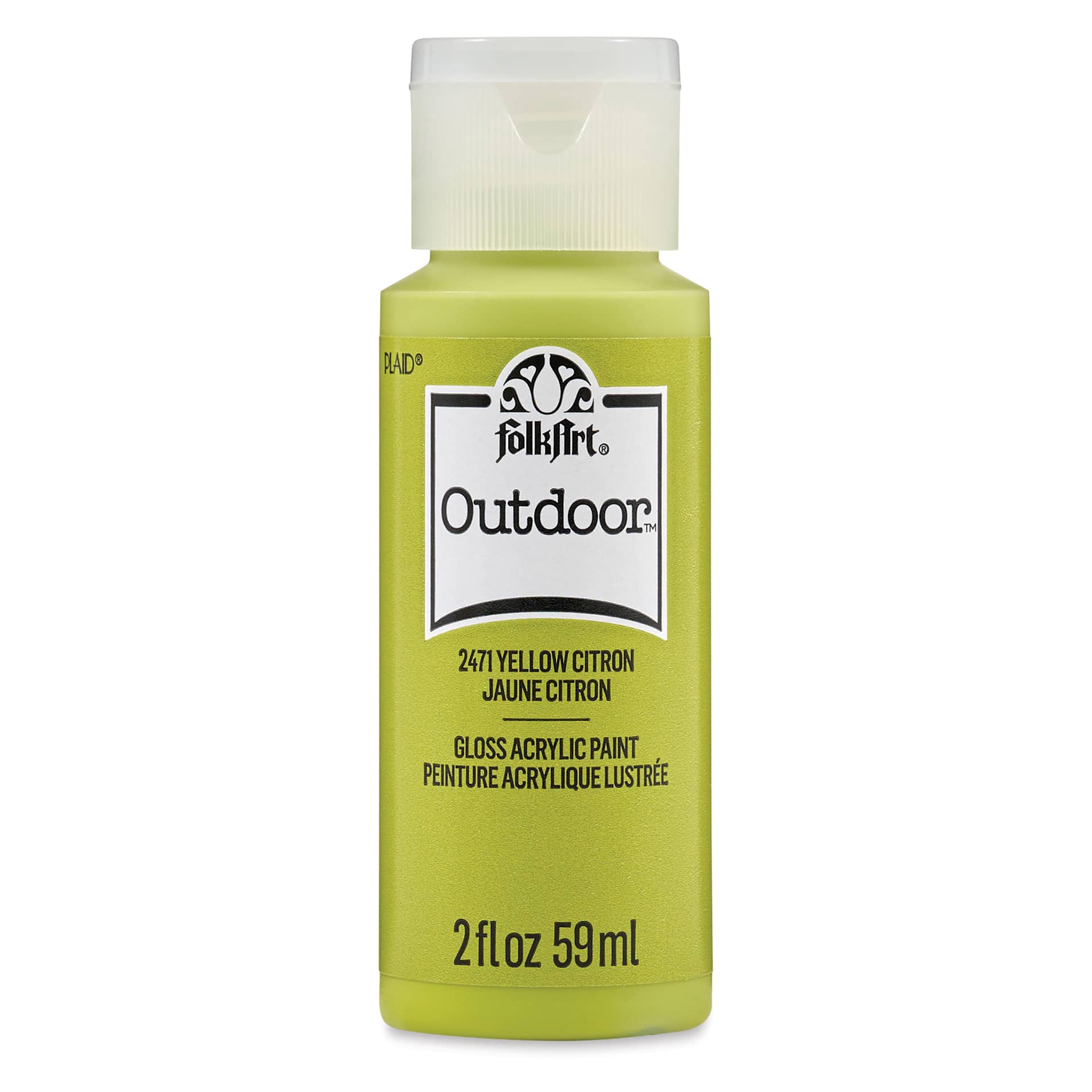 FolkArt Outdoor Acrylic Paint - Yellow Citron, 2 oz, Bottle
