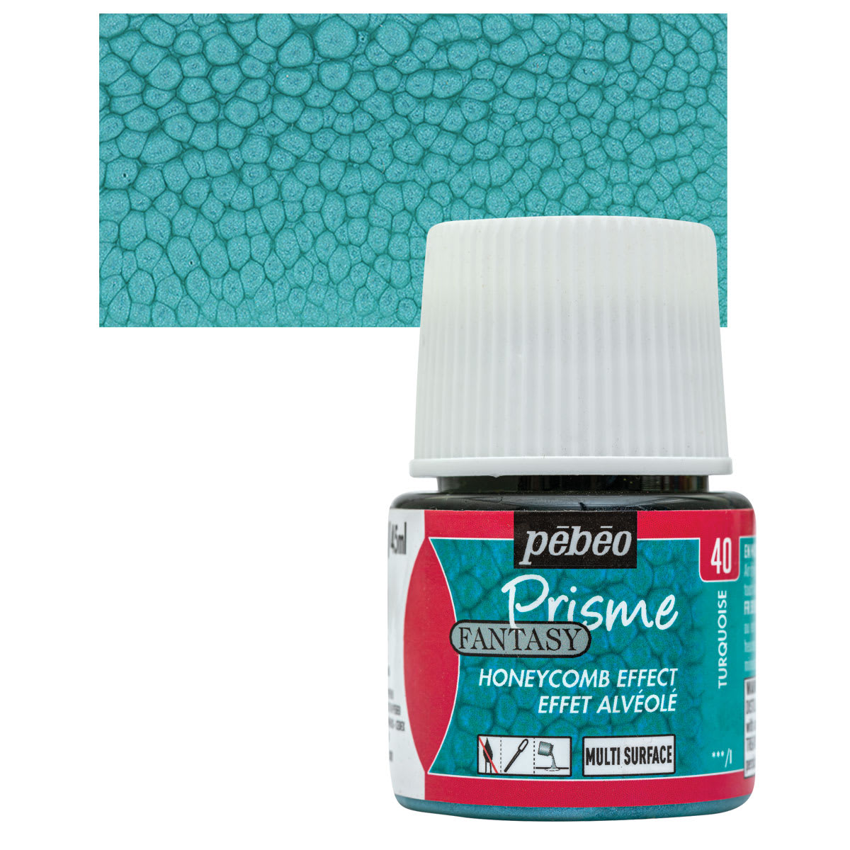 Pebeo Fantasy Prisme Paint - Turquoise, 45 ml bottle and swatch