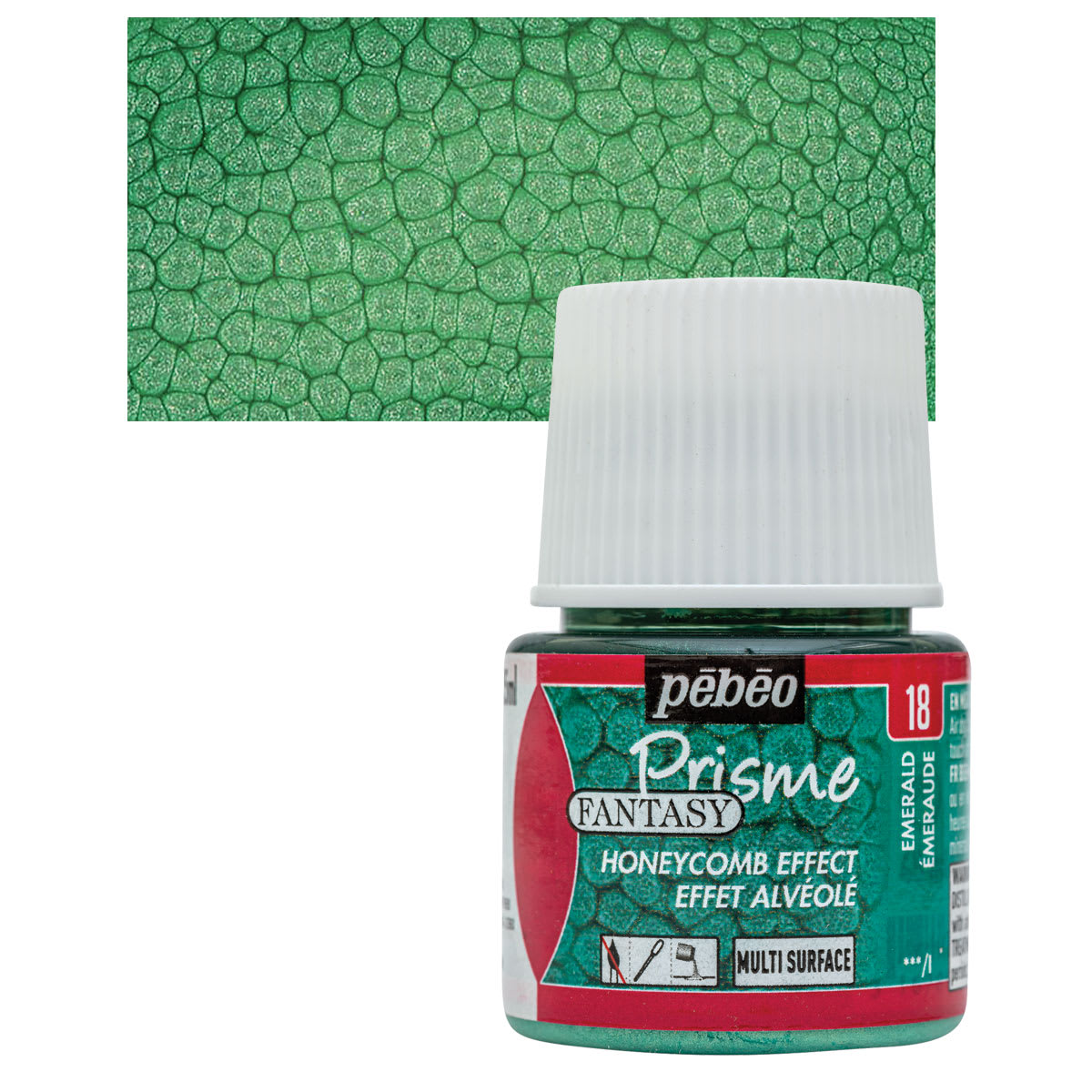Pebeo Fantasy Prisme Paint - Emerald, 45 ml bottle and swatch