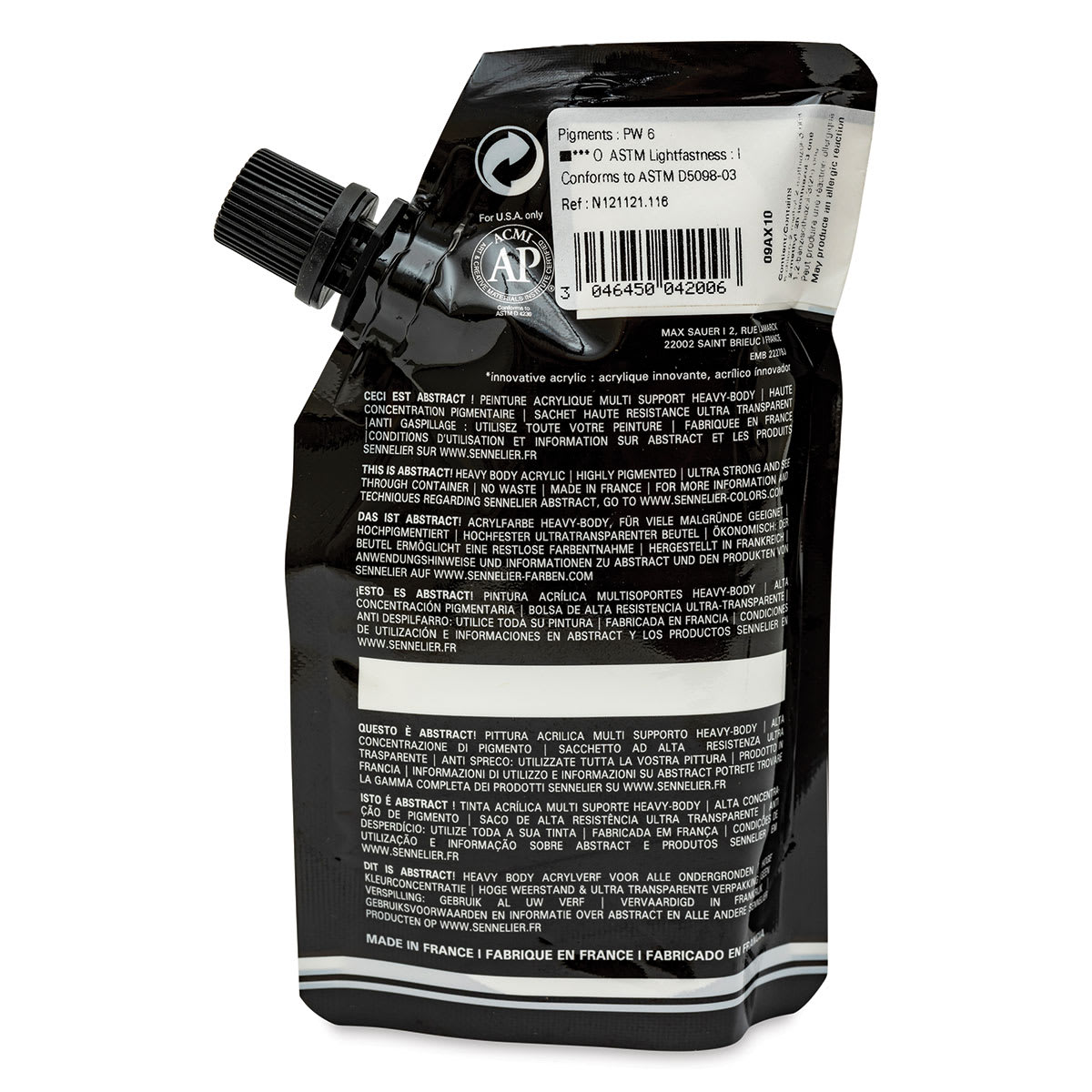 Sennelier Abstract Acrylic - Titanium White, 120 ml pouch back