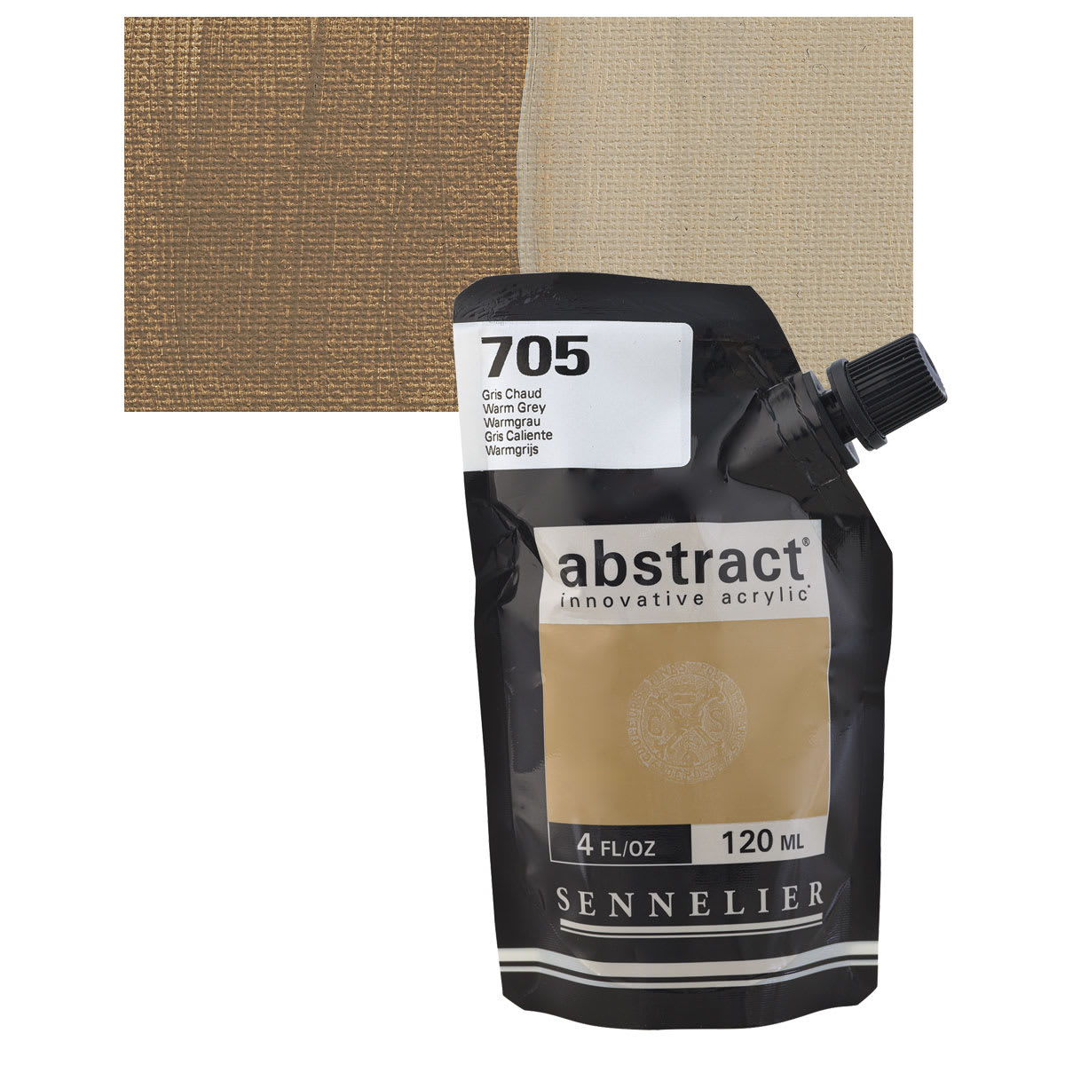 Sennelier Abstract Acrylic - Warm Grey, 120 ml pouch and swatch