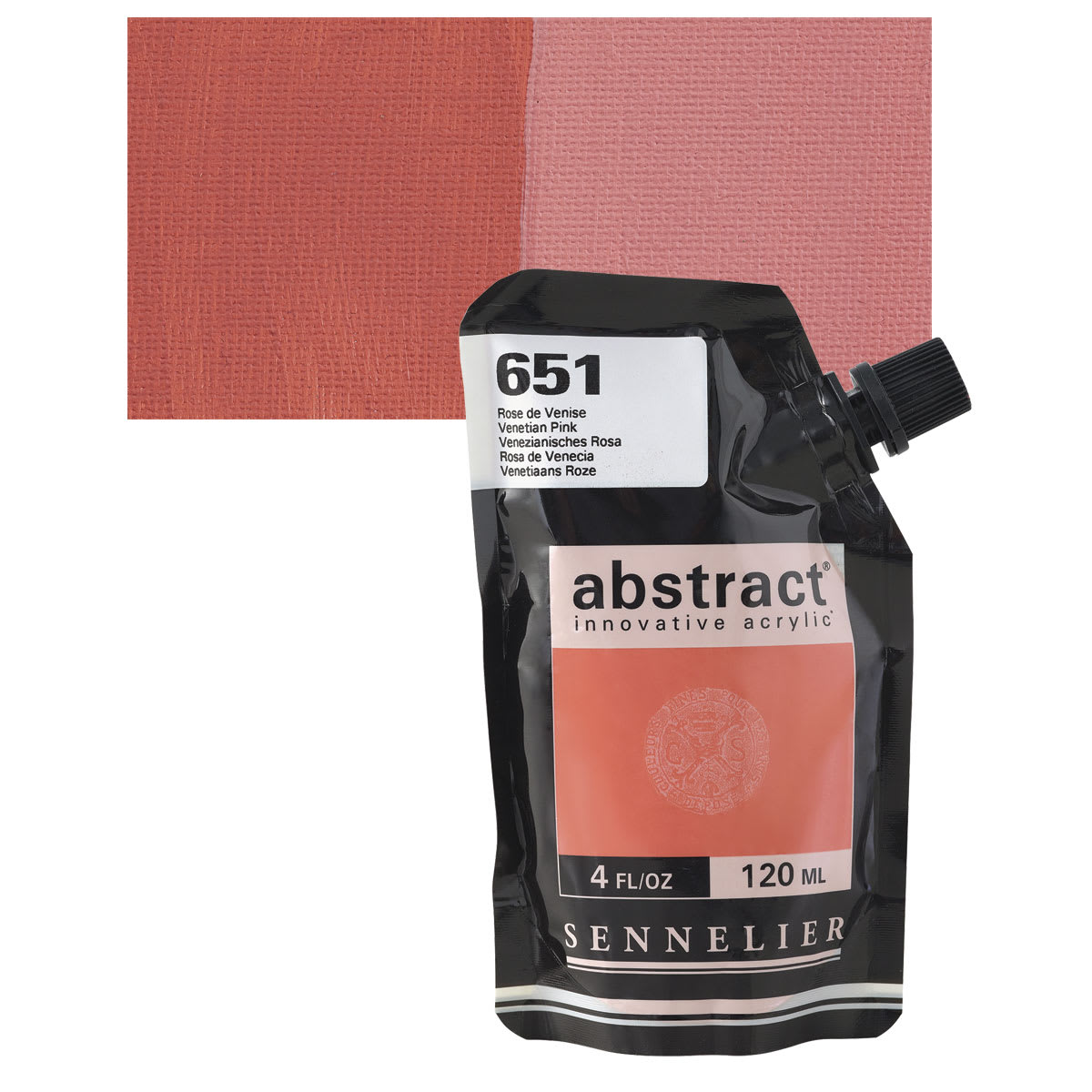 Sennelier Abstract Acrylic - Venetian Pink, 120 ml pouch and swatch