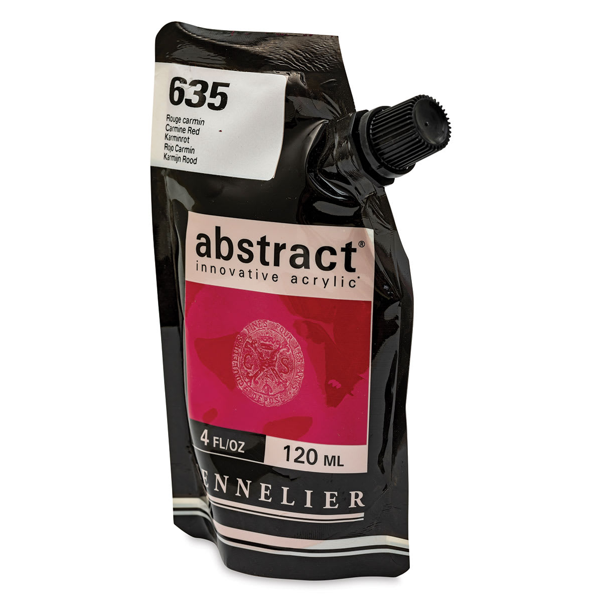 Sennelier Abstract Acrylic - Carmine Red, 120 ml pouch side view