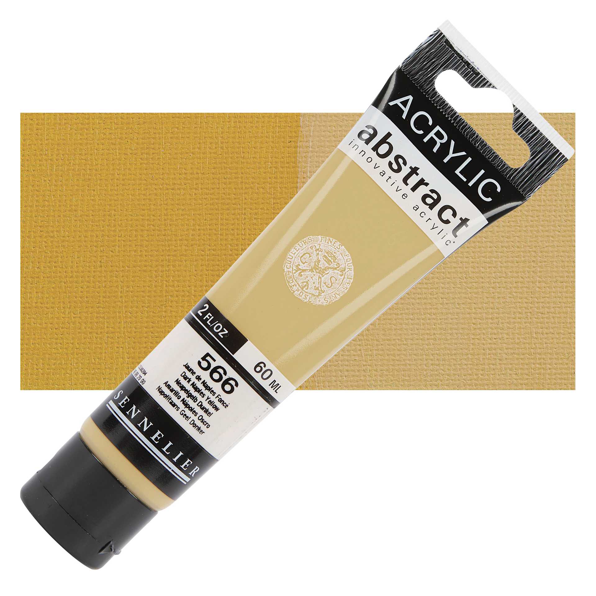 Sennelier Abstract Acrylic - Dark Naples Yellow, 60 ml tube and swatch