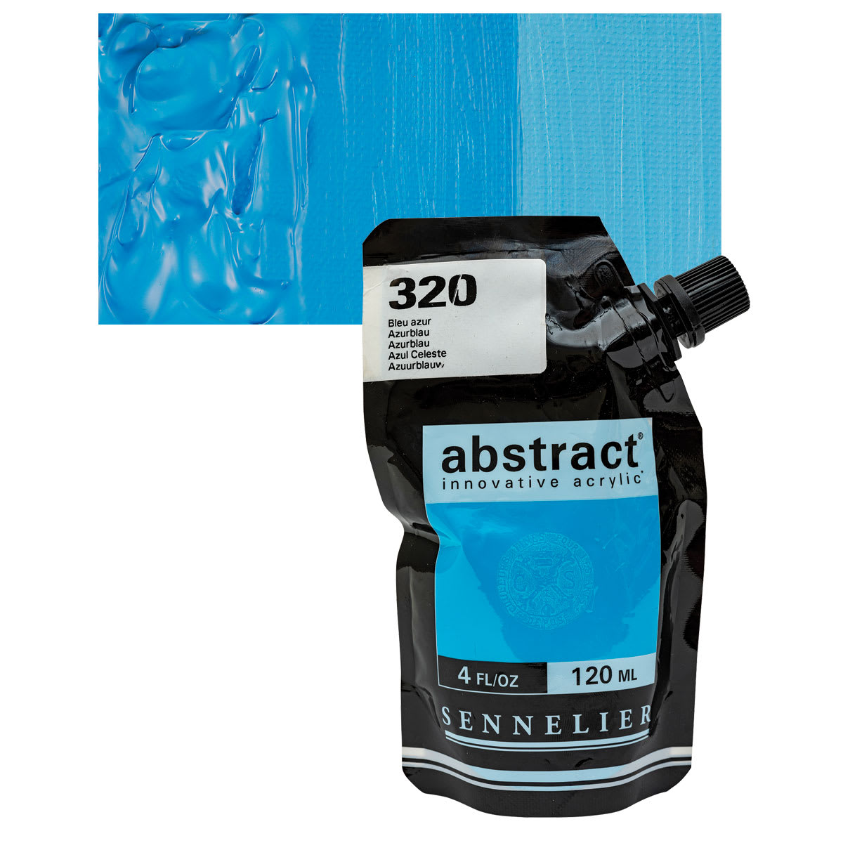 Sennelier Abstract Acrylic - Azur Blue, 120 ml pouch and swatch