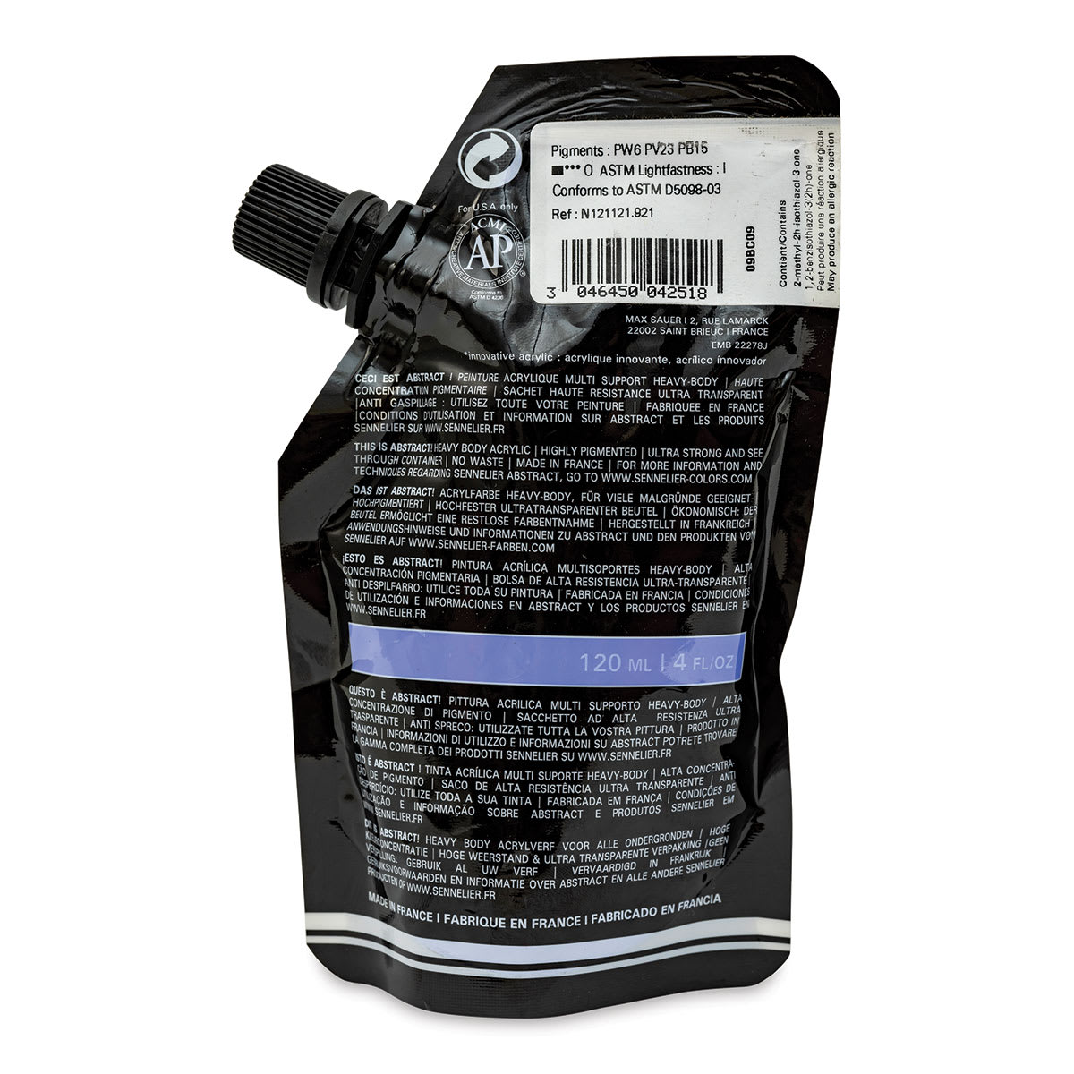 Sennelier Abstract Acrylic - Light Violet, 120 ml pouch back