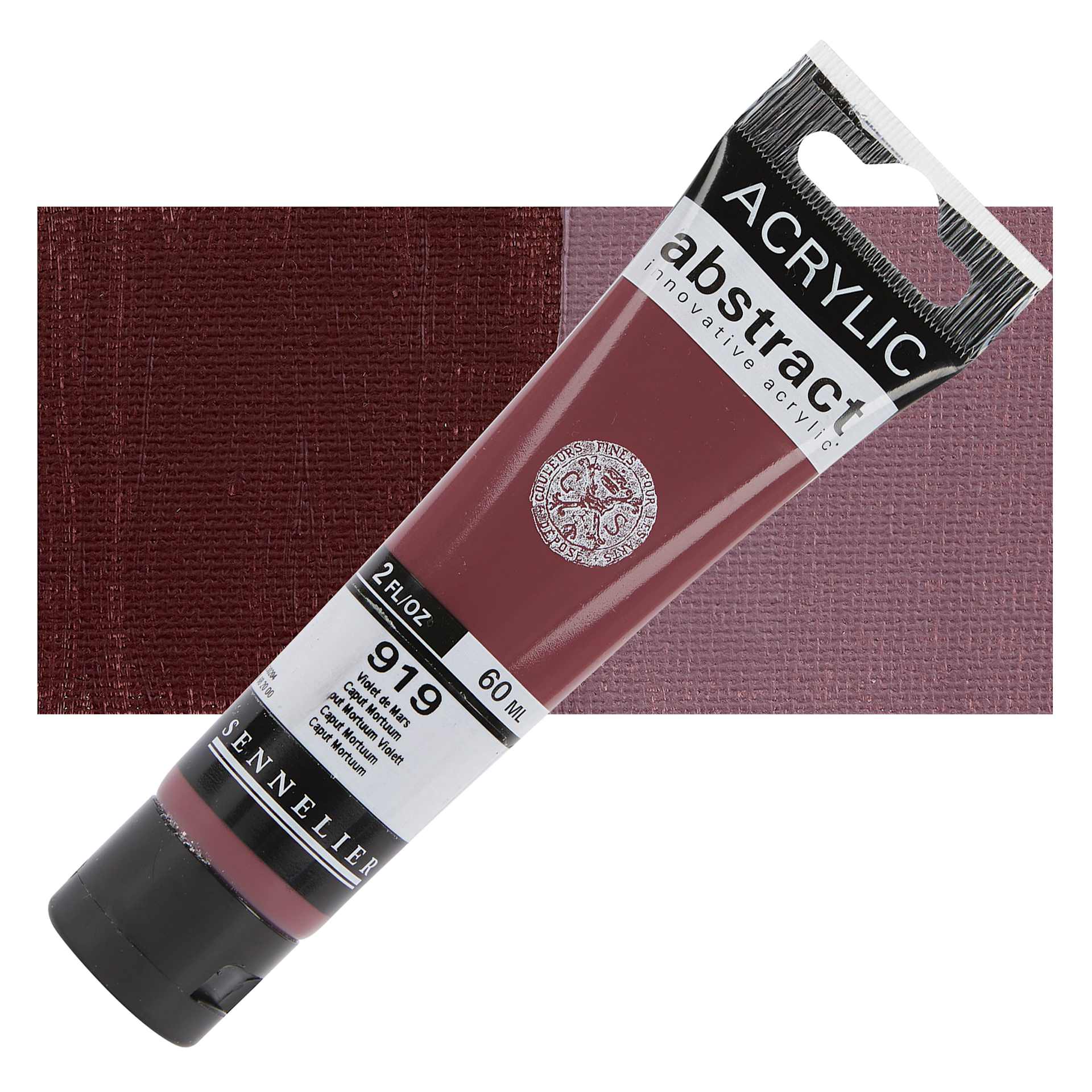 Sennelier Abstract Acrylic - Caput Mortuum, 60 ml tube and swatch