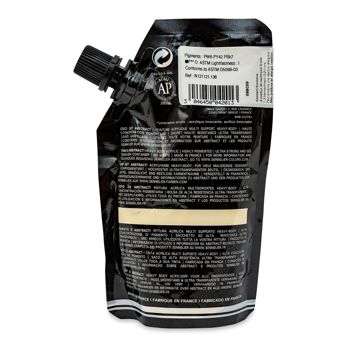 Sennelier Abstract Acrylic - Titan Buff, 120 ml pouch back