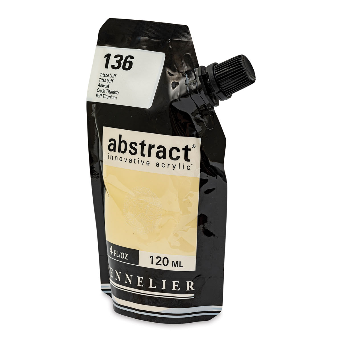 Sennelier Abstract Acrylic - Titan Buff, 120 ml pouch side view