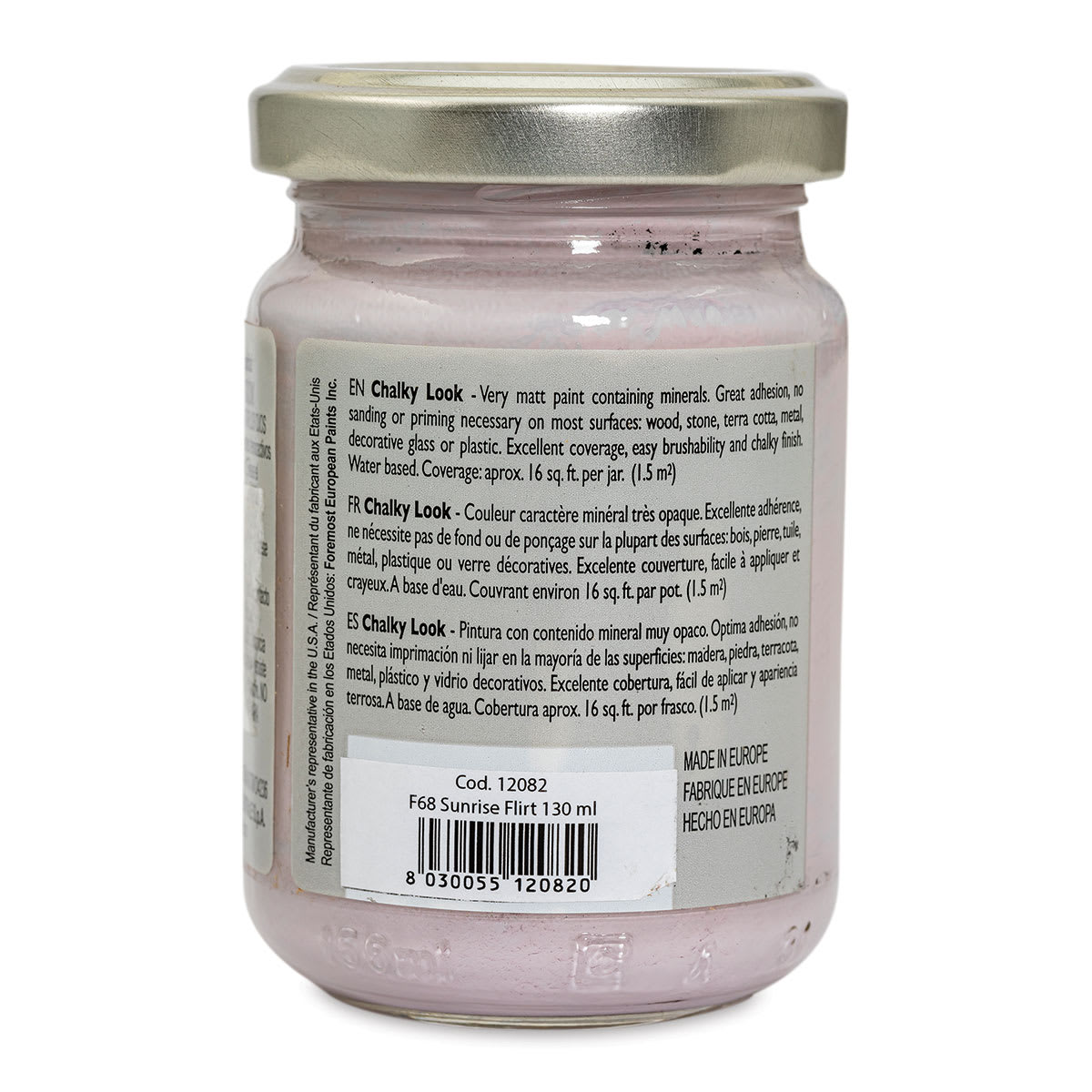 Fleur Chalky Look Paint - Sunrise Flirt, 4.4 oz jar back